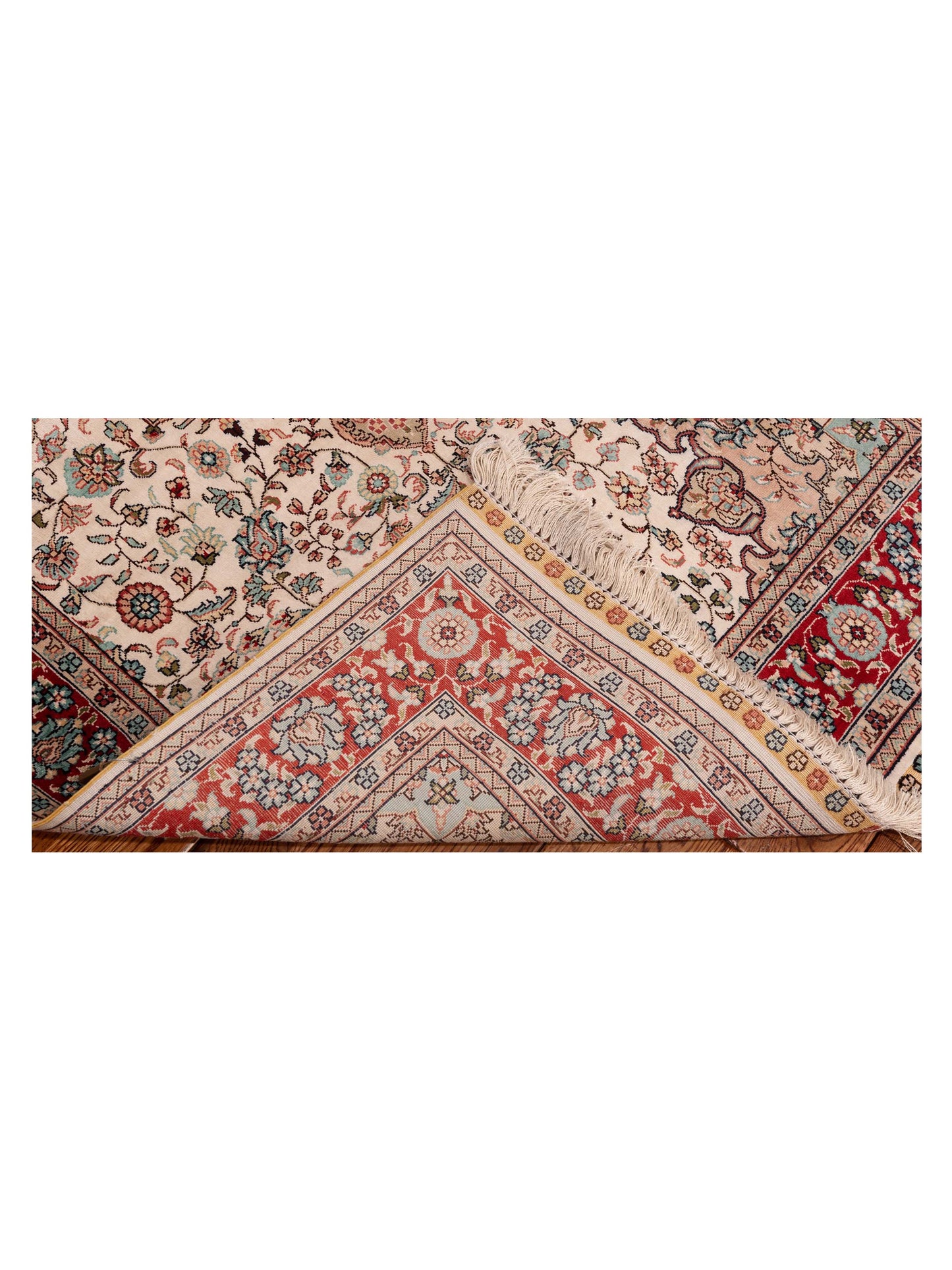 Pure Silk 114512 Ivory Red 3x5.2 Hand Knotted Rug