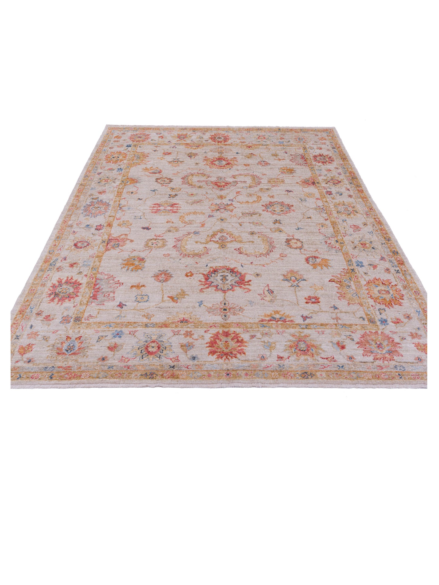 Angora Oushak 133262 Ivory Ivory 7.9x9.8 Hand Knotted Rug