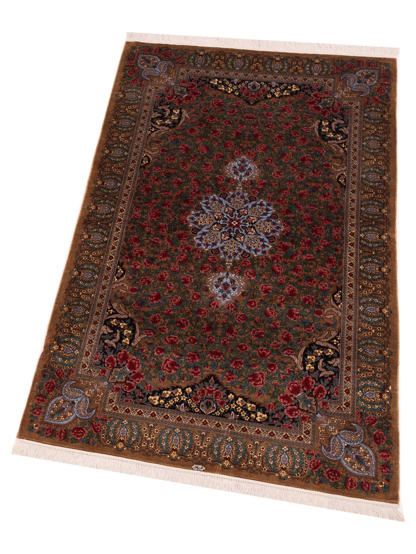 Pure Silk 122089 Gold Gold 3.1x5.2 Hand Knotted Rug