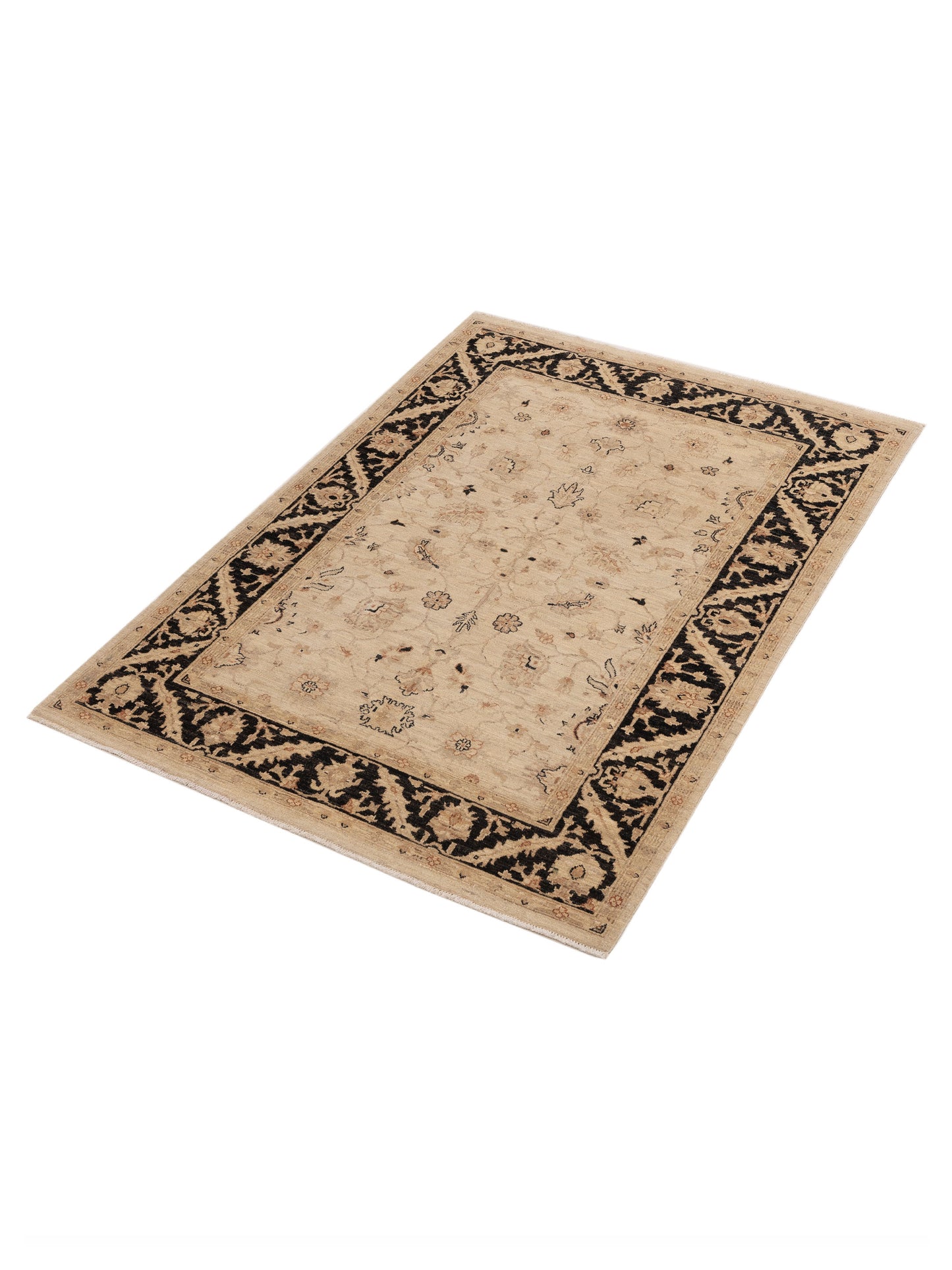Laila 112593 Ivory Black 5x7.2 Hand Knotted Rug