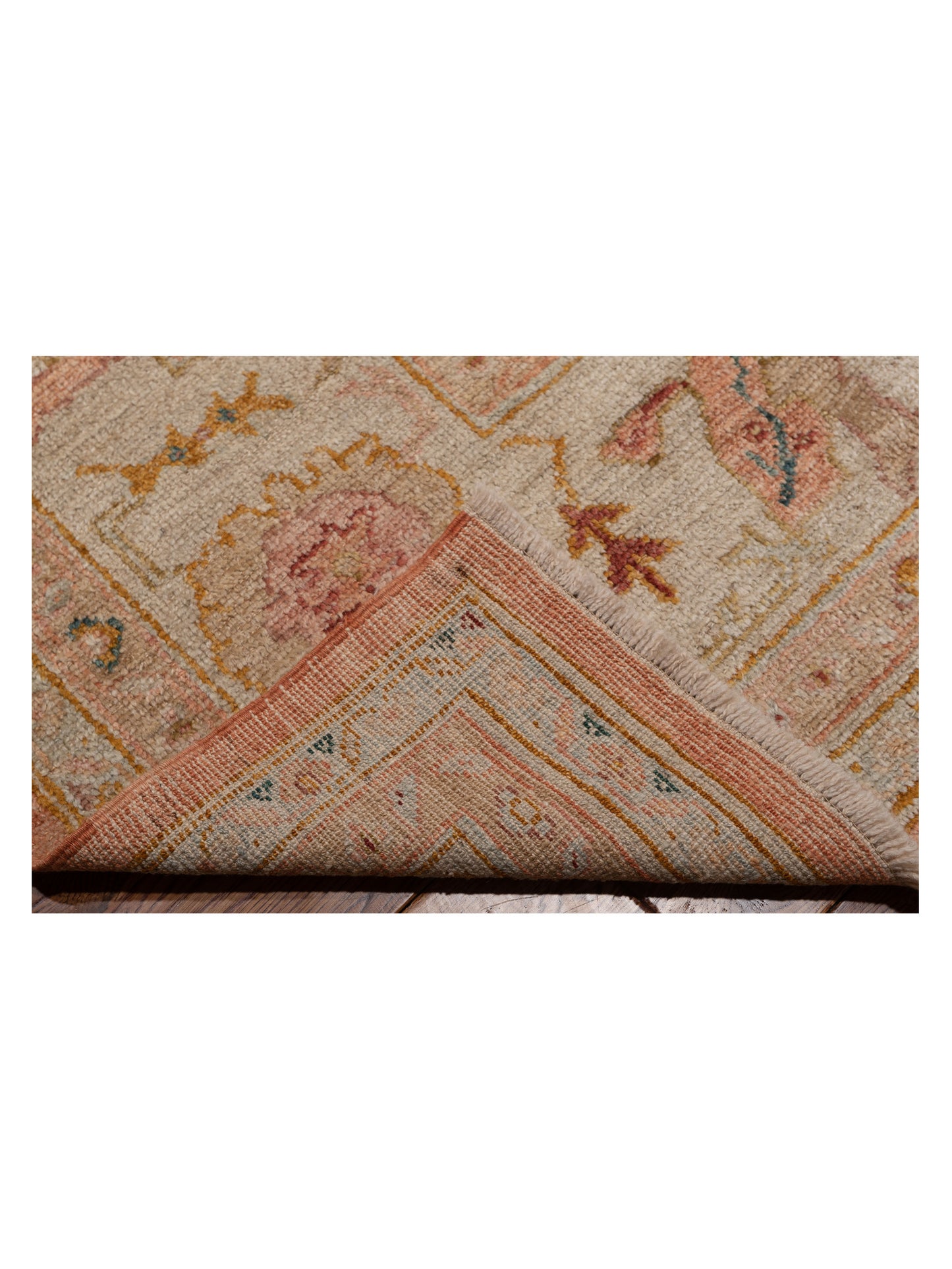 Angora Oushak 148231 Pink Ivory 12.2x17.6 Hand Knotted Rug