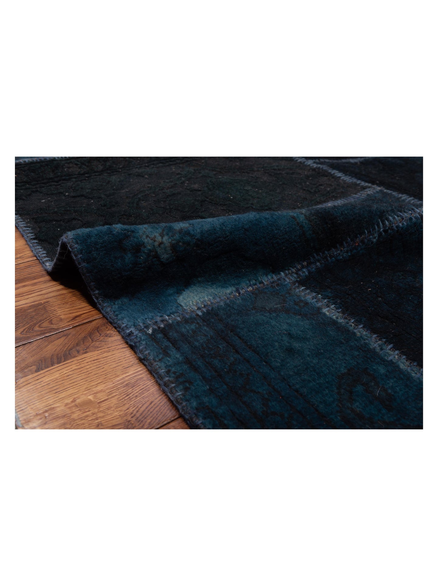 Turkish Vestige Patchwork 109437 Blue Black 6.6x9.9 Hand Knotted Rug