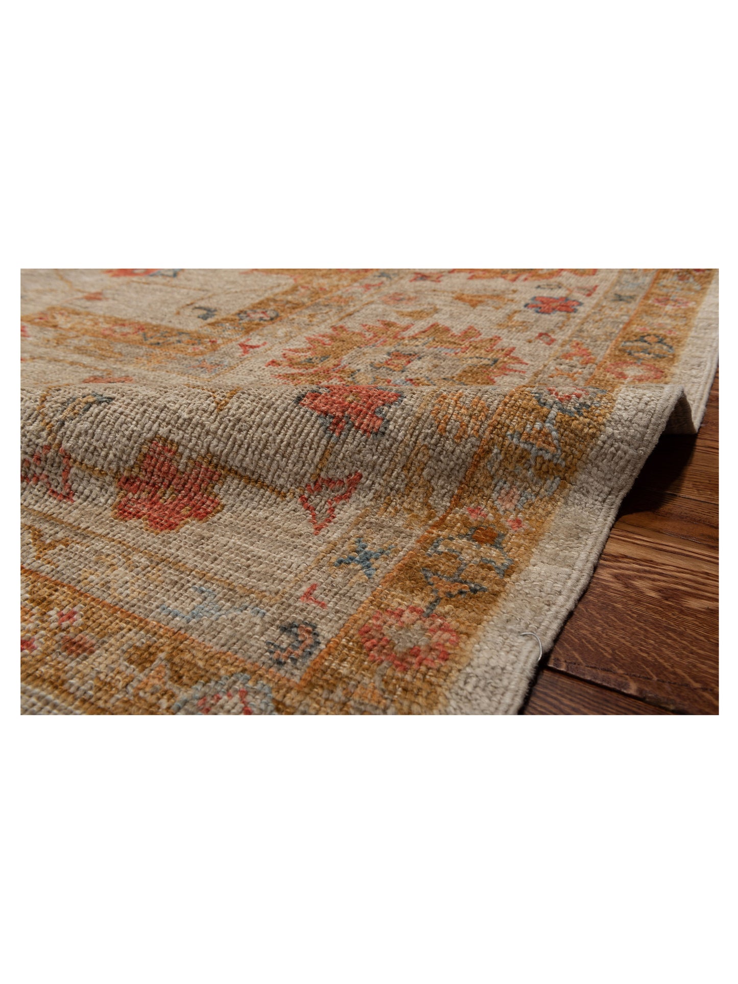 Angora Oushak 146474 Ivory Ivory 11.4x14.8 Hand Knotted Rug