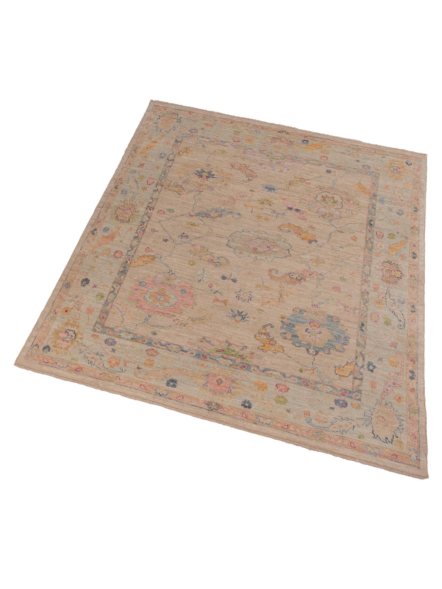 Angora Oushak 150432 Beige Green 8x9.4 Hand Knotted Rug