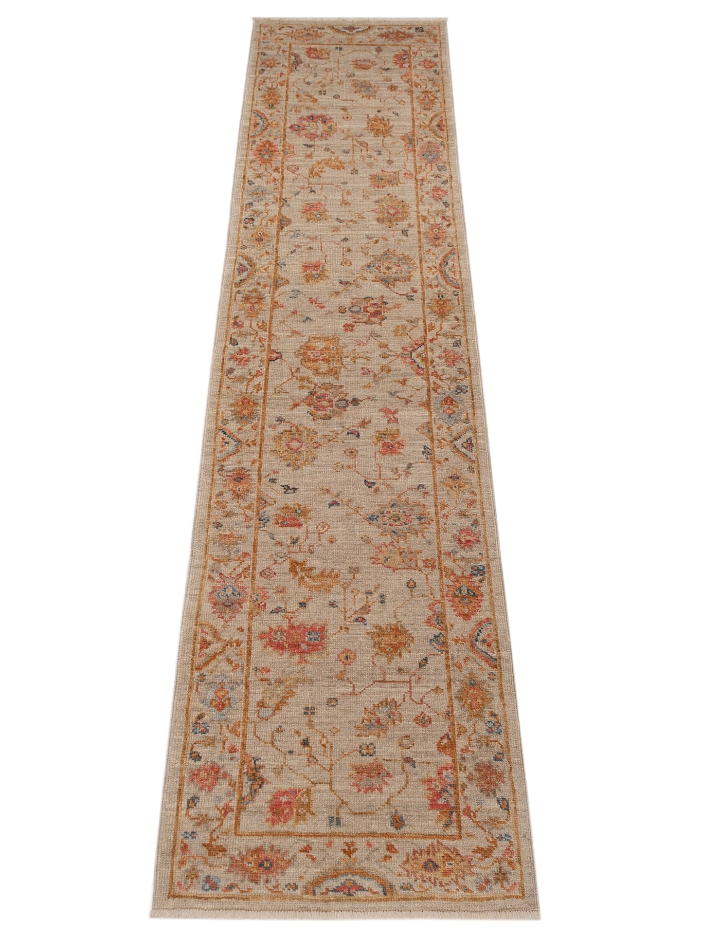 Angora Oushak 146520 Ivory Ivory 2.7x11.7 Hand Knotted Rug
