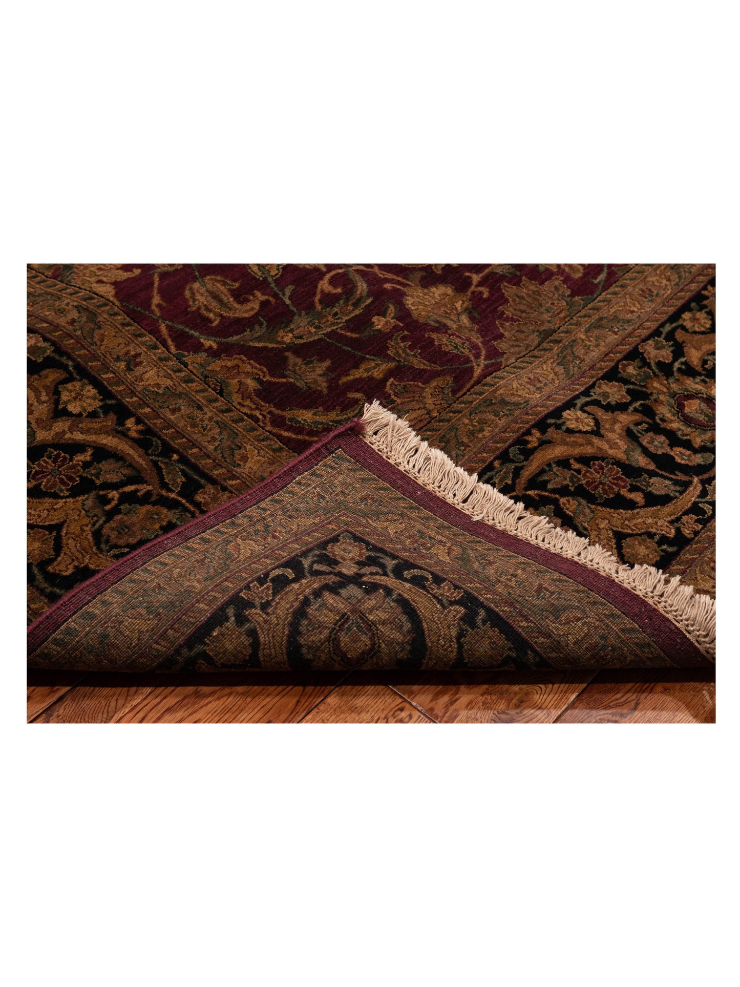 Crown 83896 Burgundy Black 9.1x12.7 Hand Knotted Rug