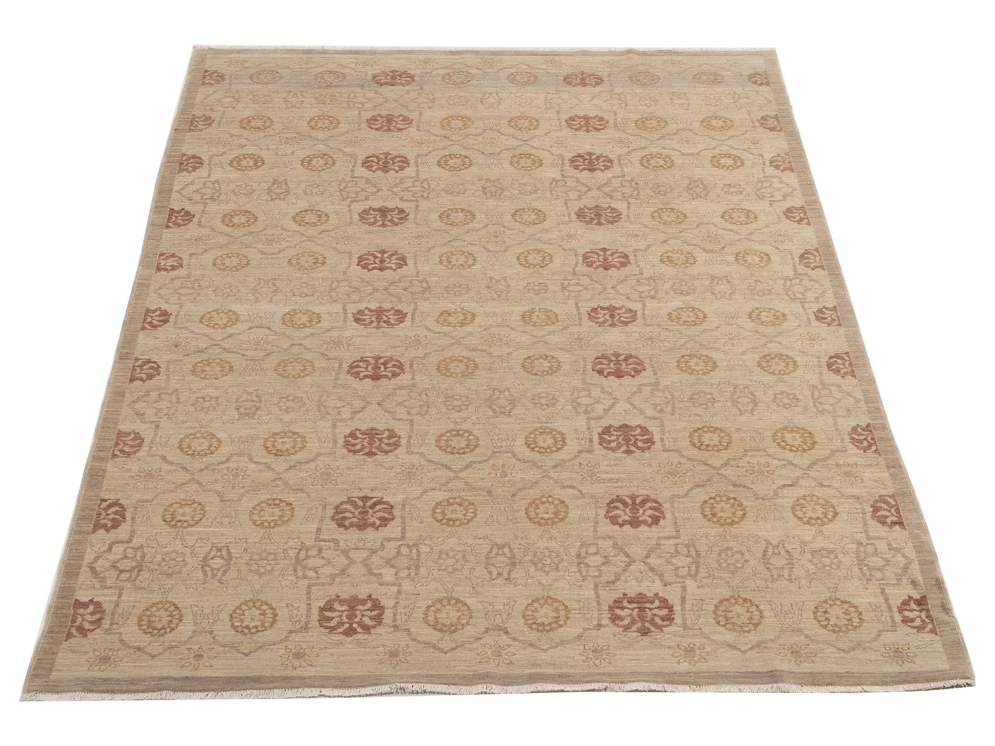 Laila 108804 Beige Silver 6.1x8.8 Hand Knotted Rug
