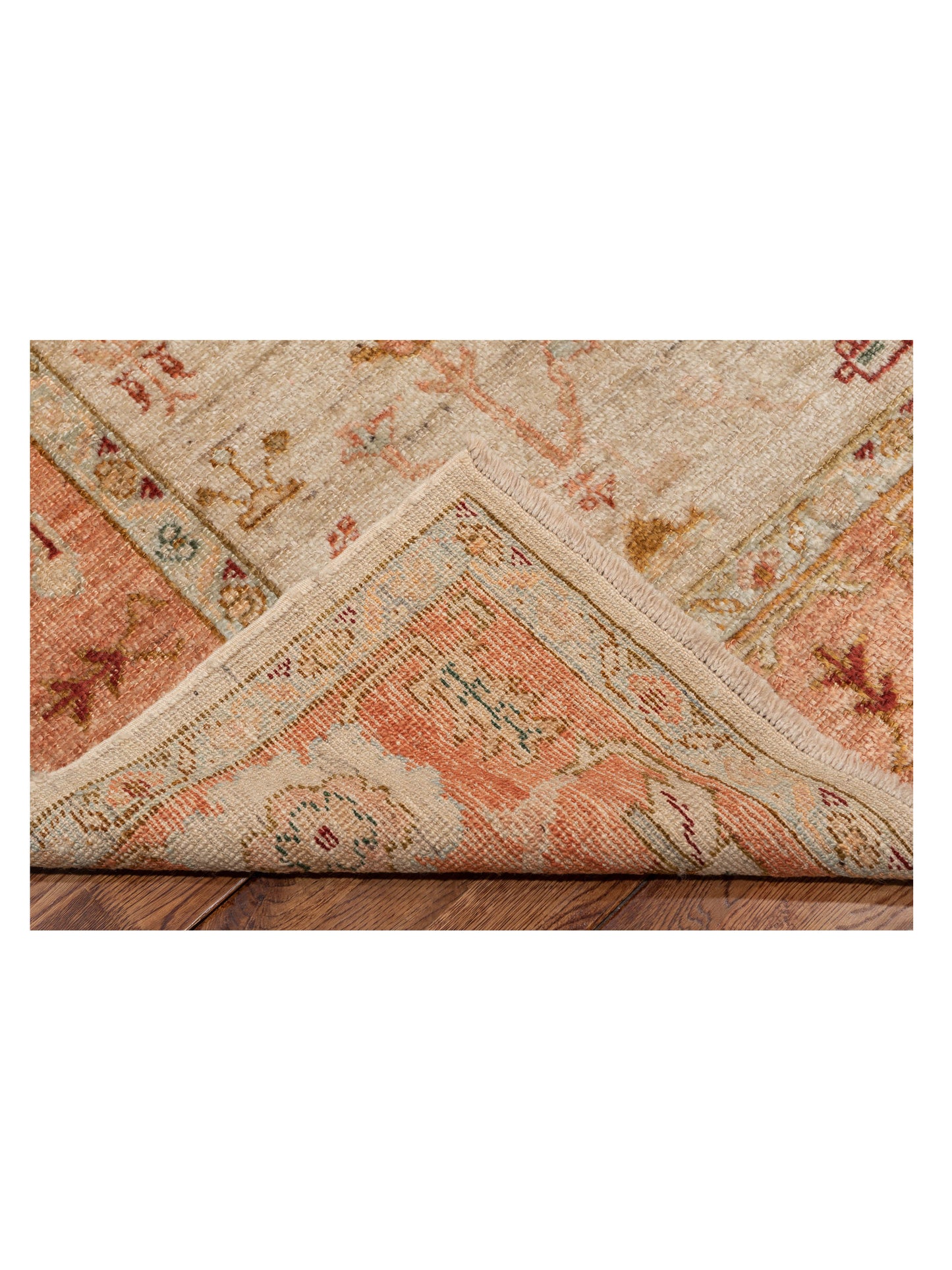 Angora Oushak 134283 Ivory Pink 6.1x12.4 Hand Knotted Rug