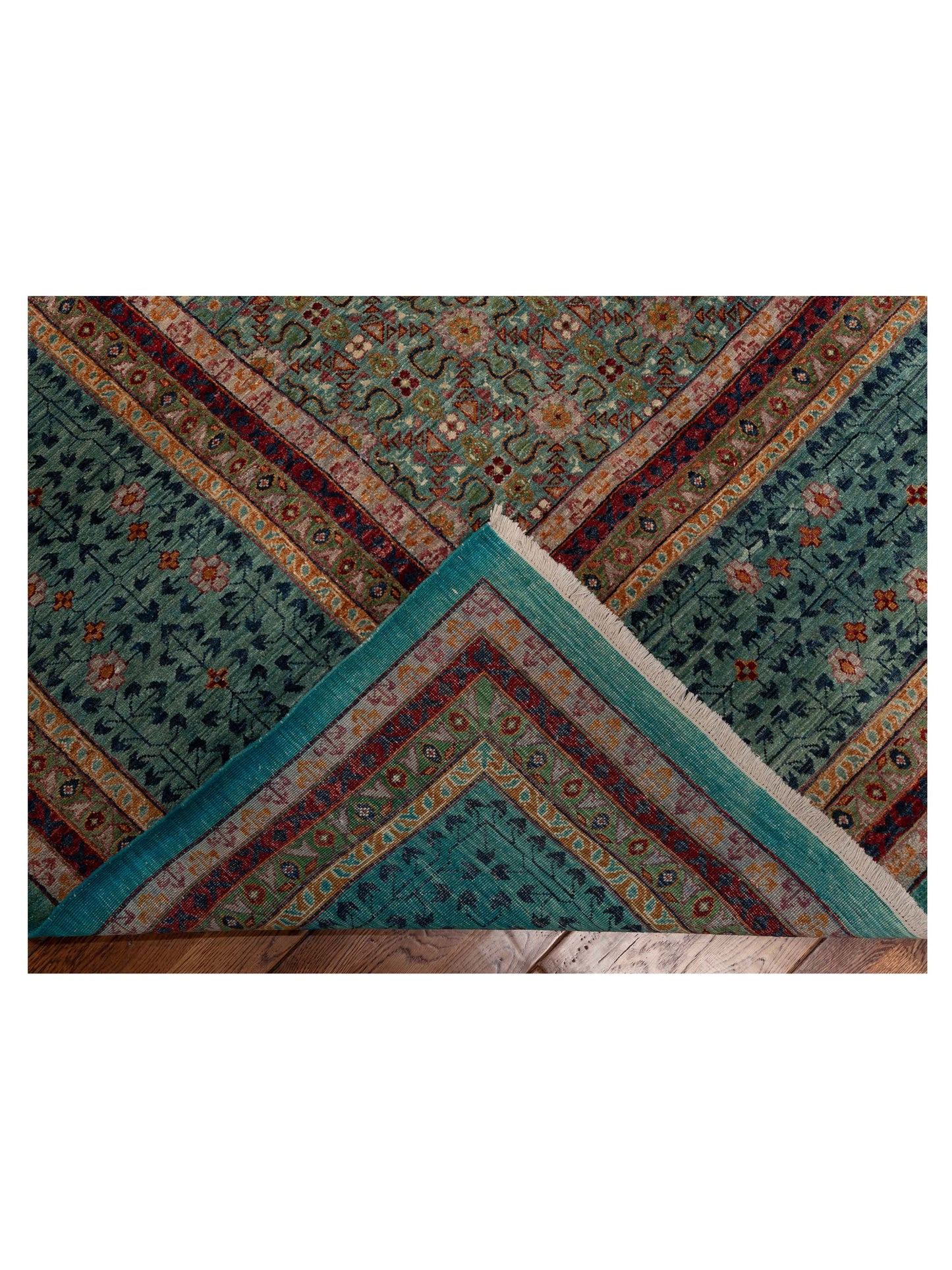 Artisan Mamluk 154715 Green Blue 13.6x16.8 Hand Knotted Rug