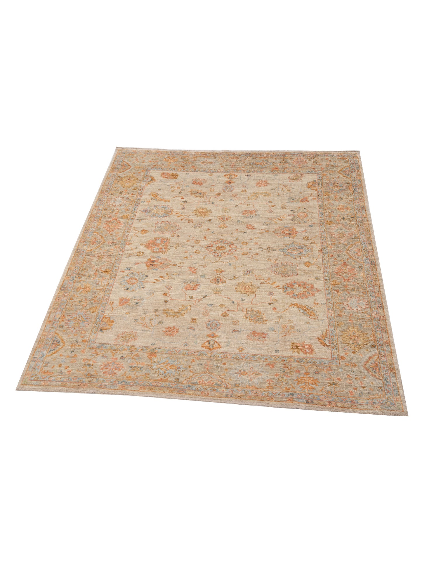 Angora Oushak 149785 Ivory Silver 8.3x9.9 Hand Knotted Rug