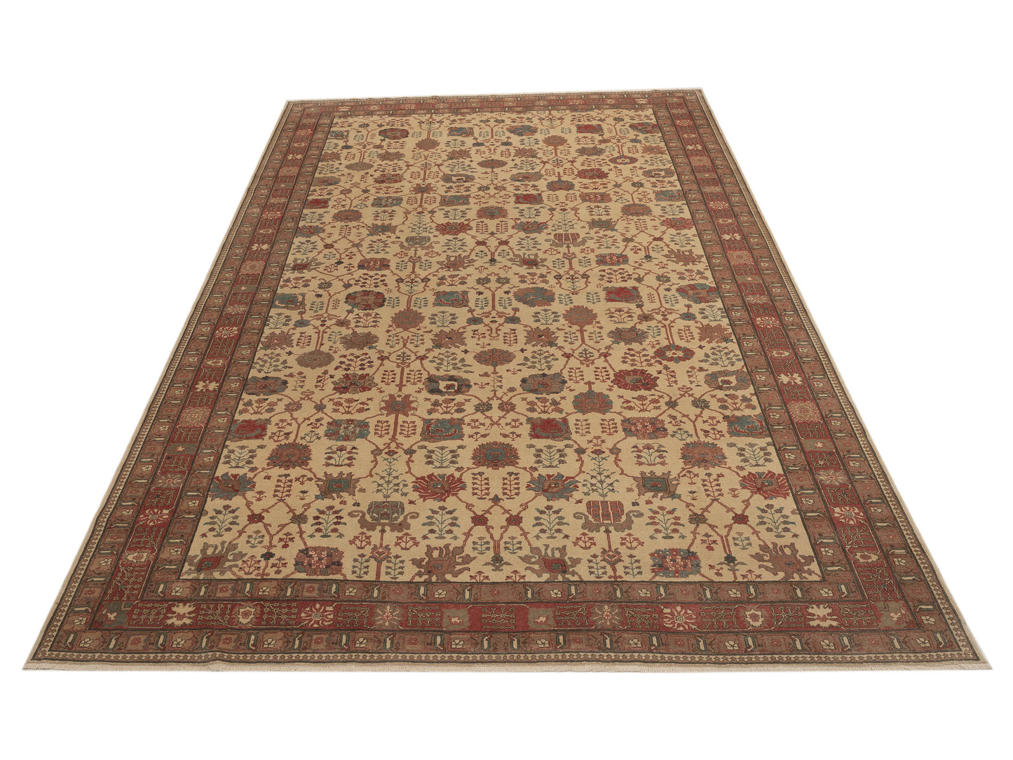 Antique Loom 107939 Beige Rust 10.5x14.7 Hand Knotted Rug