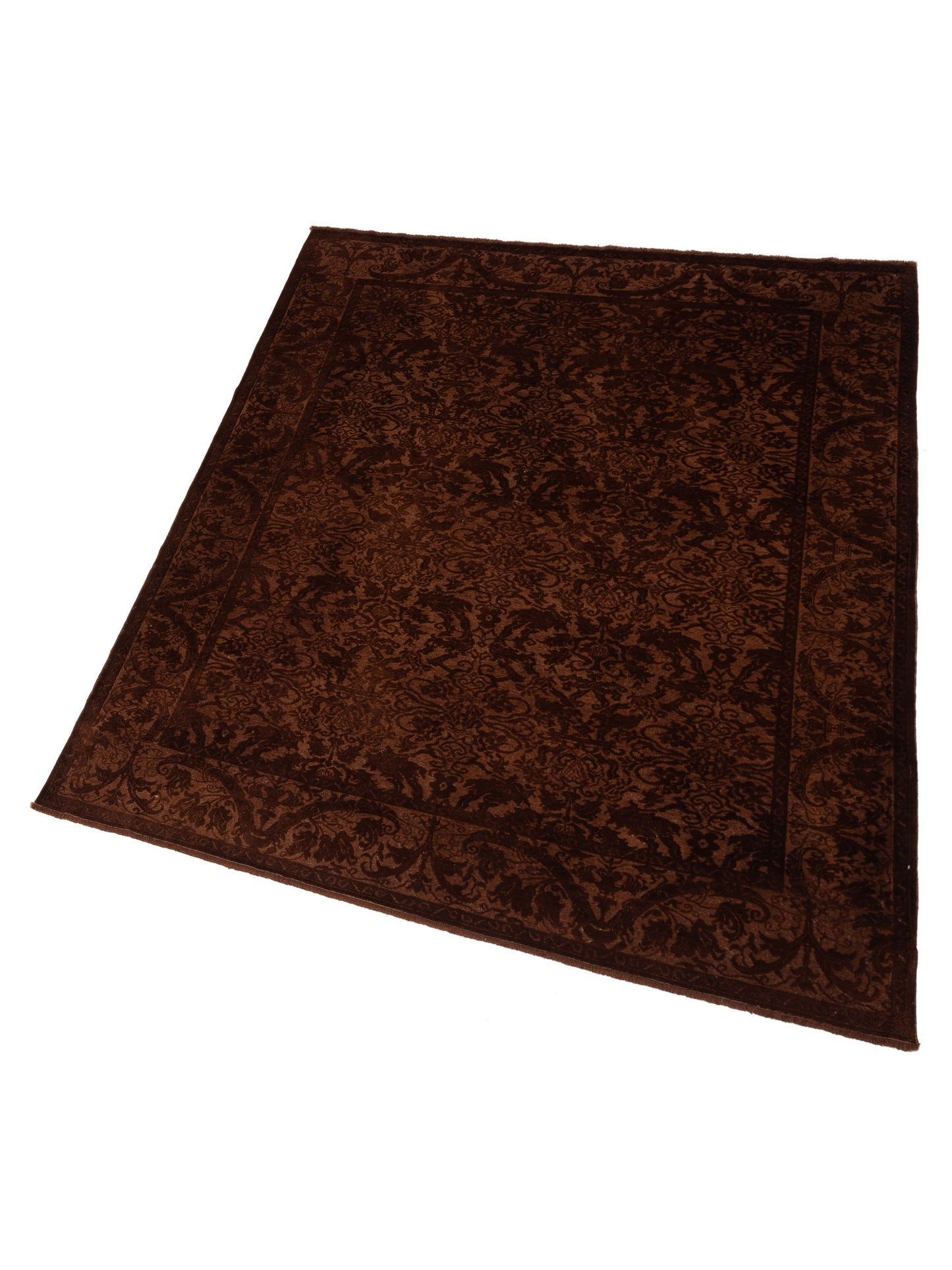 Vintage 105249 Dark Brown 8.3x10.1 Hand Knotted Rug