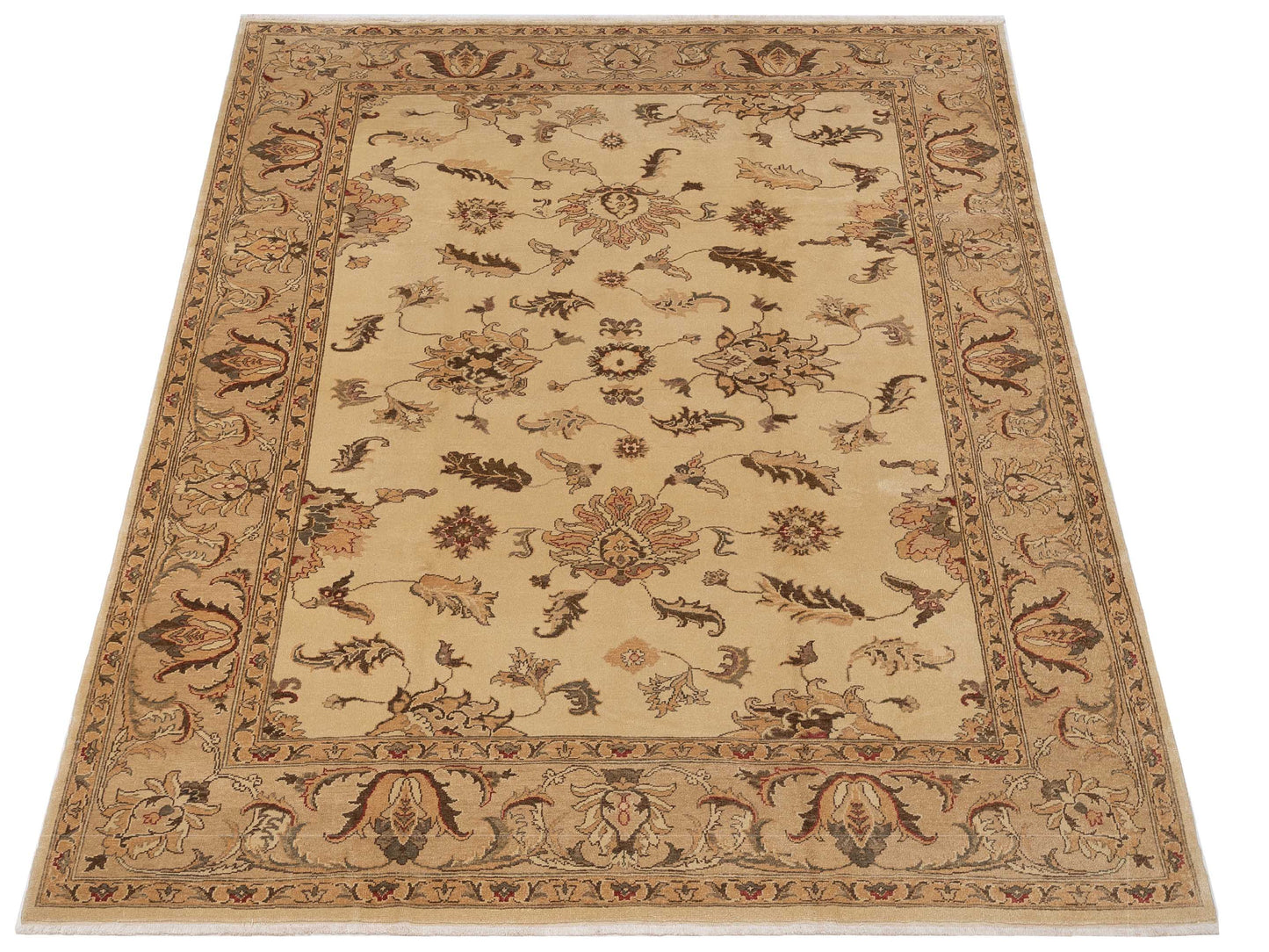 Turkish Elvan 78850 Ivory Beige 8.8x10.10 Hand Knotted Rug