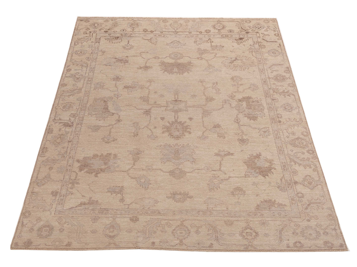 Angora Oushak 154316 Beige Beige 8.3x11.2 Hand Knotted Rug