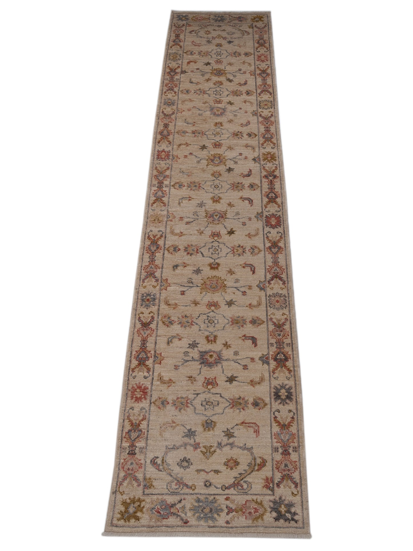 Angora Oushak 141221 Ivory Ivory 2.9x13.10 Hand Knotted Rug