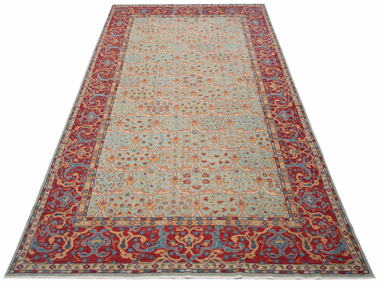 Antique Loom Fine 147218 Sea Blue Red 8.1x13.4 Hand Knotted Rug