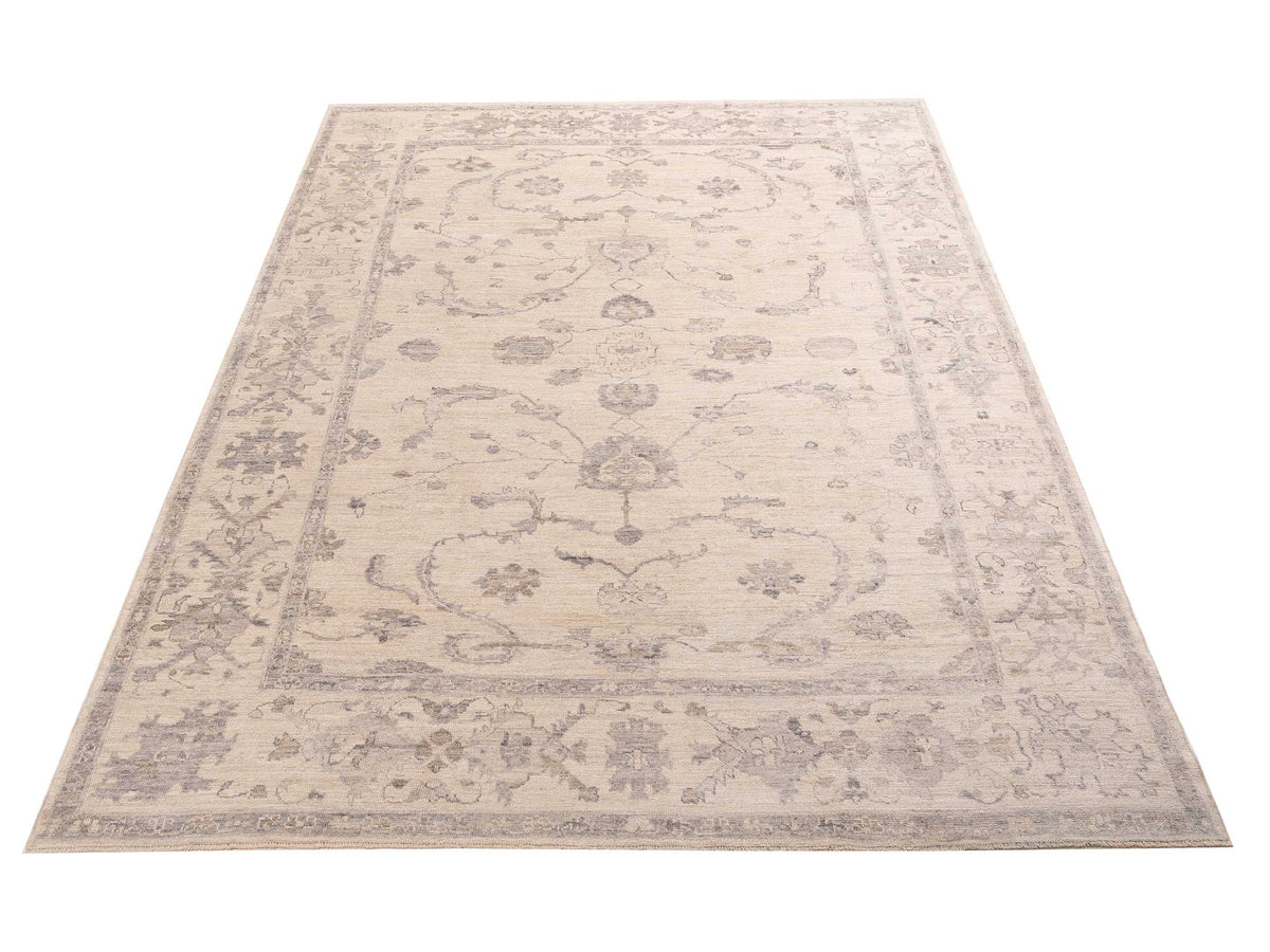 Angora Oushak 156129 Ivory Ivory 10.1x13.8 Hand Knotted Rug