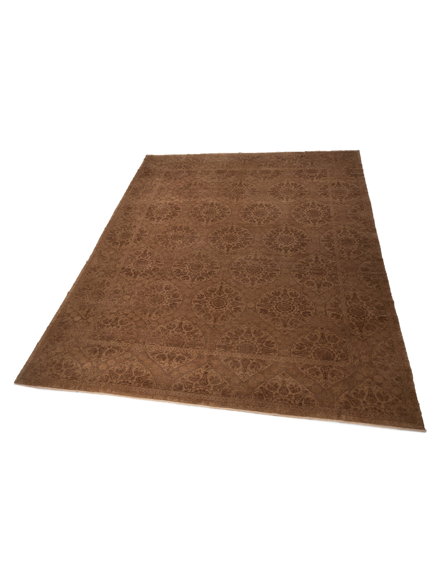 Defne Lotus Brown Dark Brown 14.10x15.8 Hand Knotted Rug