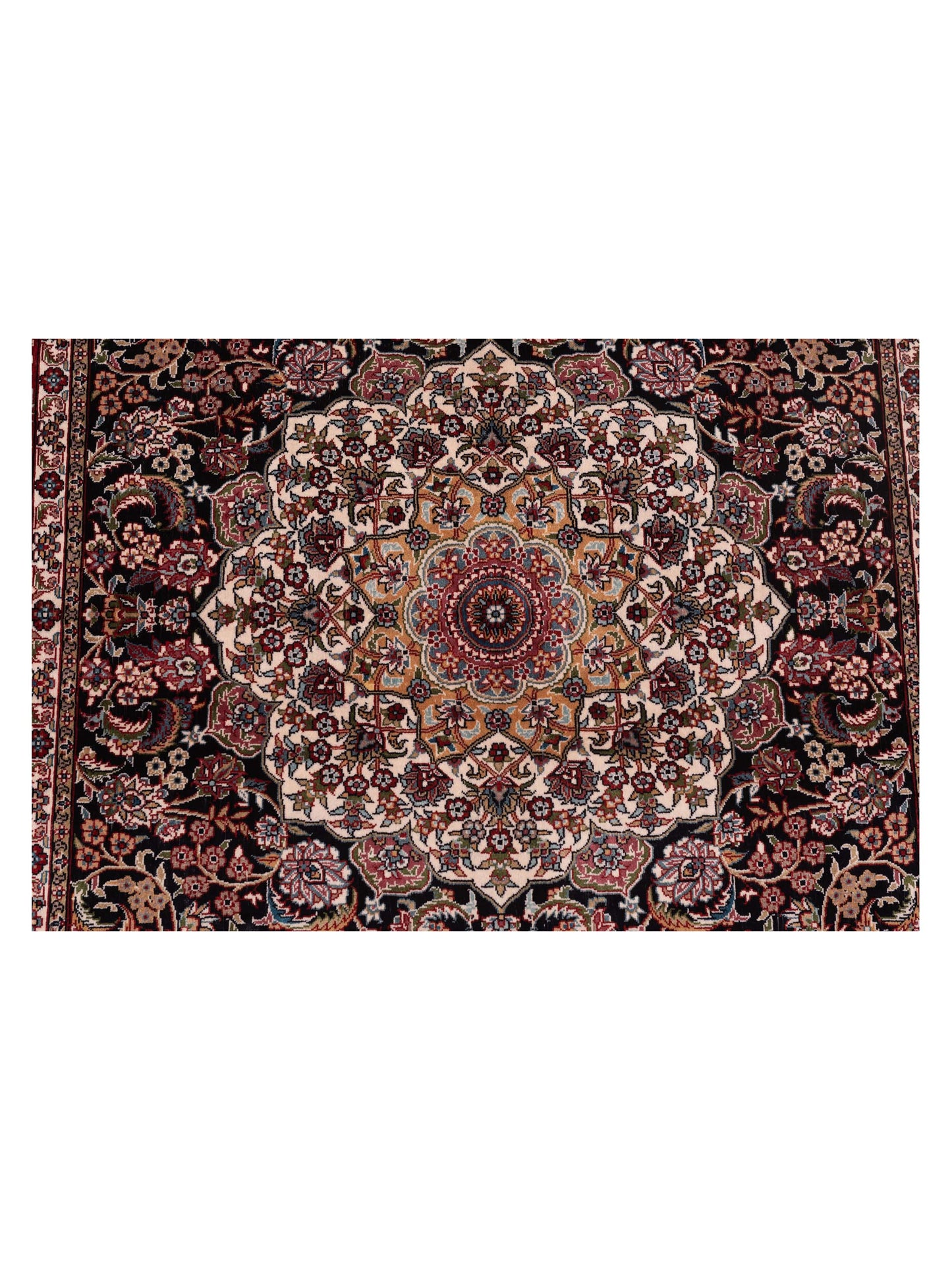 Pure Silk 122095 Navy Red 3.1x5.1 Hand Knotted Rug