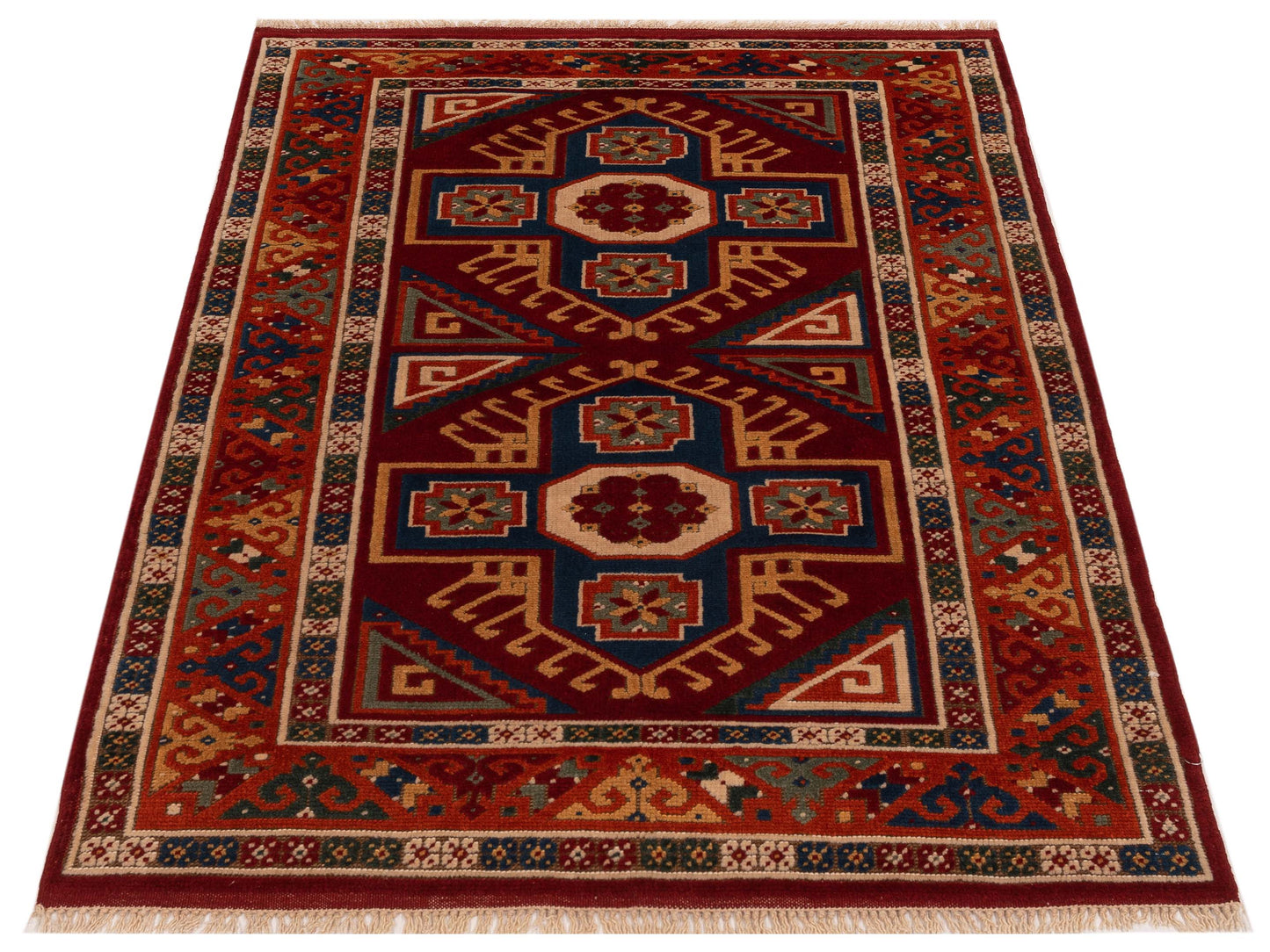 Turkish Shirwan 145226 Red Orange 4x5.5 Hand Knotted Rug