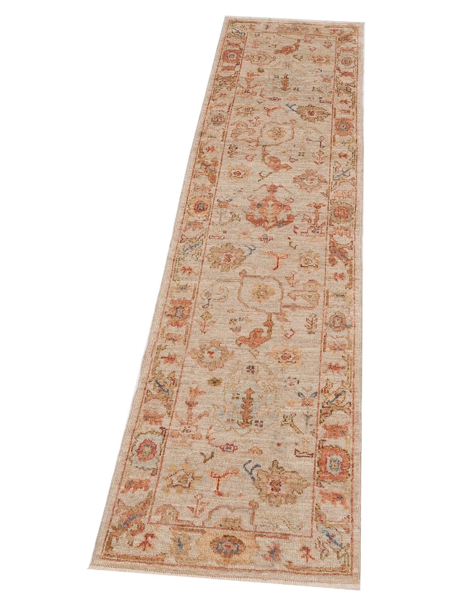 Angora Oushak 149541 Ivory Ivory 2.7x9.8 Hand Knotted Rug