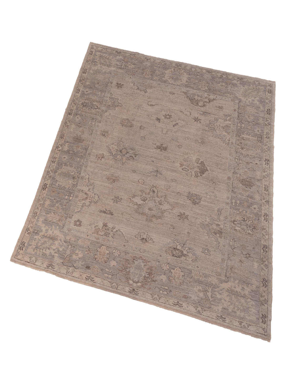 Angora Oushak 123615 Ivory Gray 7.8x9.4 Hand Knotted Rug