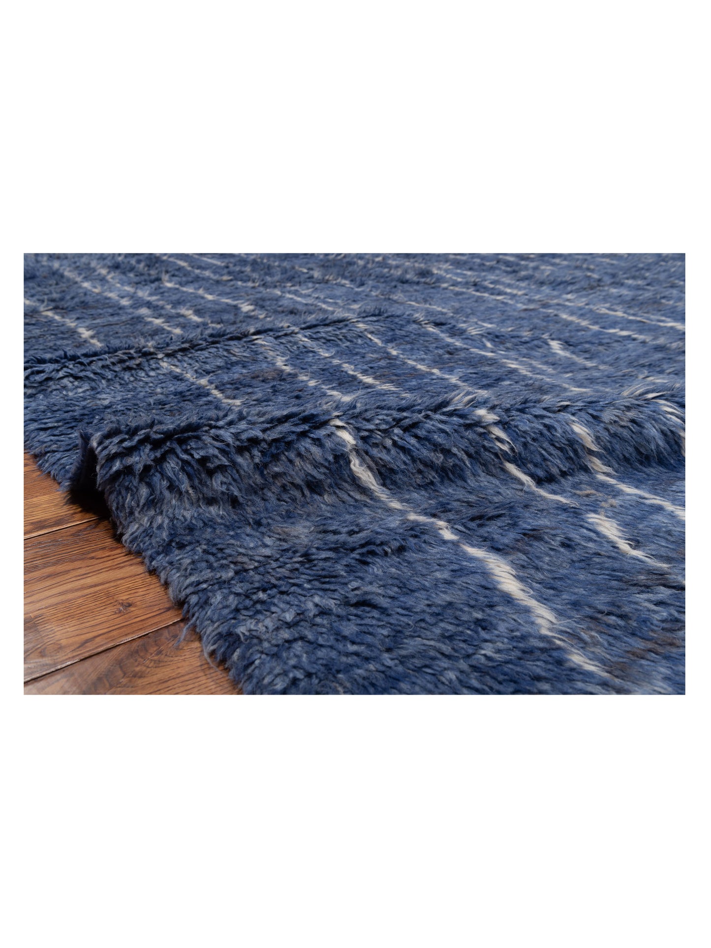 Berber Demre Dark Blue Ivory 9.4x11.3 Hand Knotted Rug