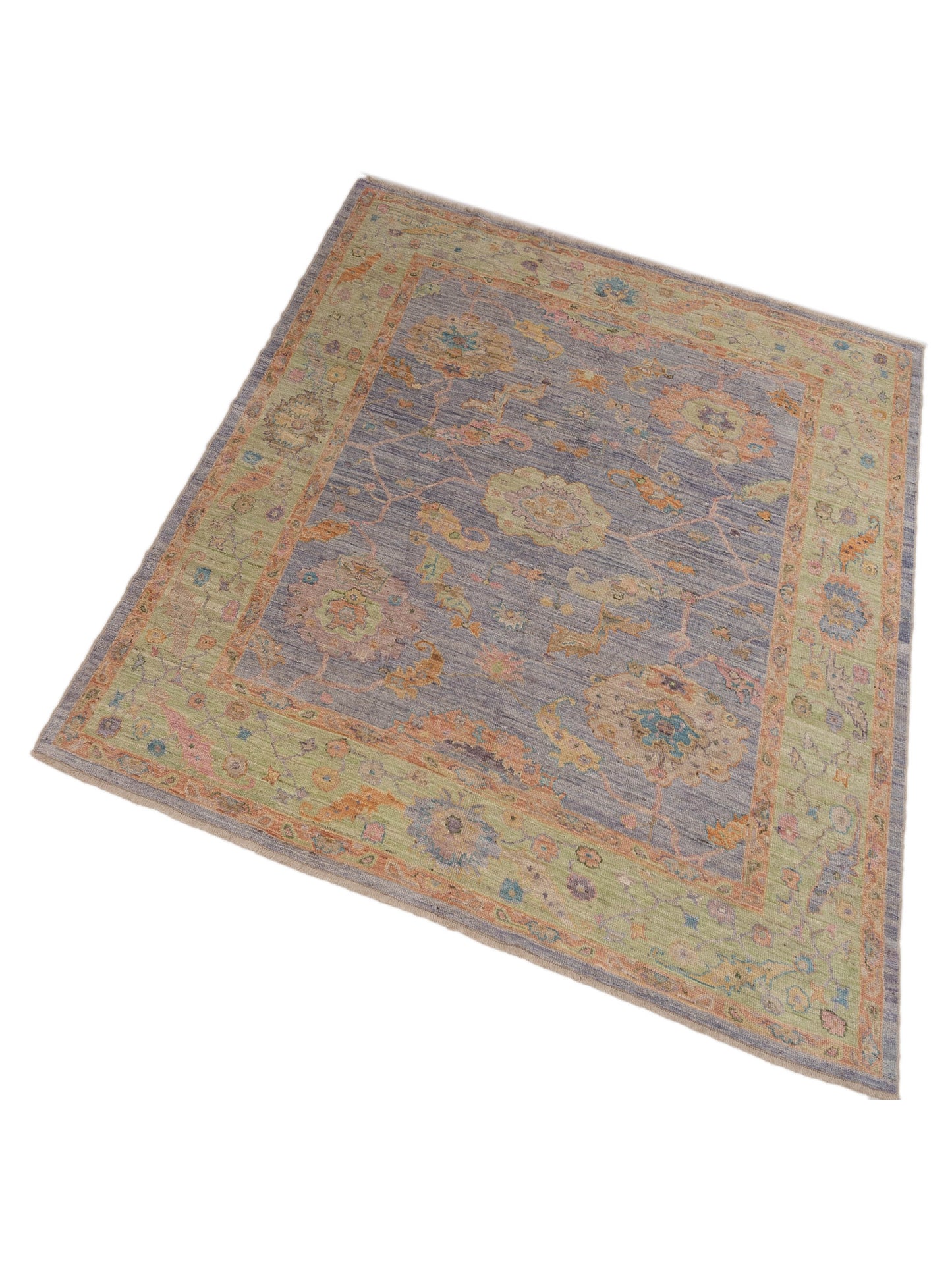 Angora Oushak 149683 Purple Green 8x9.4 Hand Knotted Rug