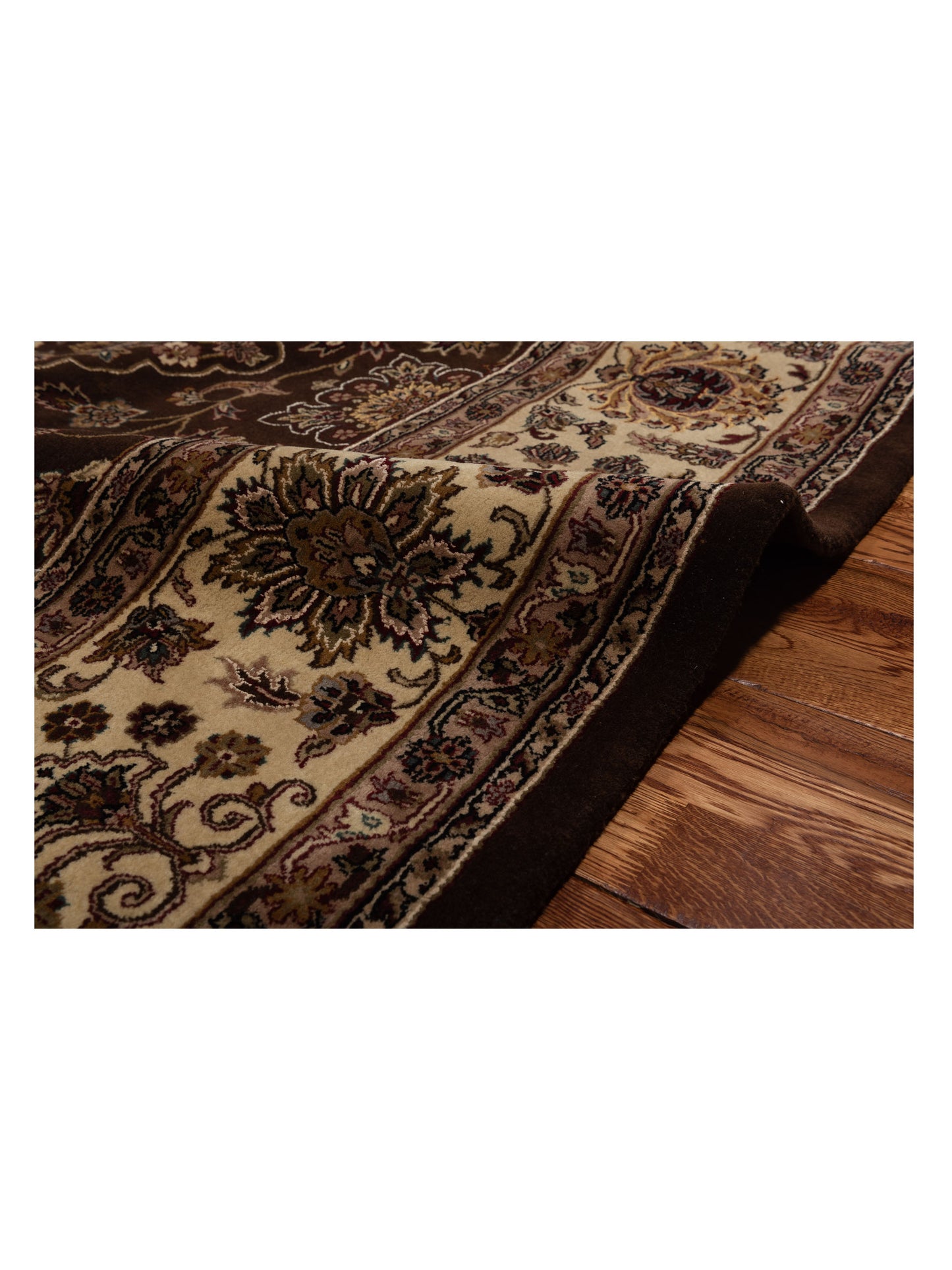 Sivas 109423 Dark Brown Ivory 9.1x11.11 Hand Knotted Rug