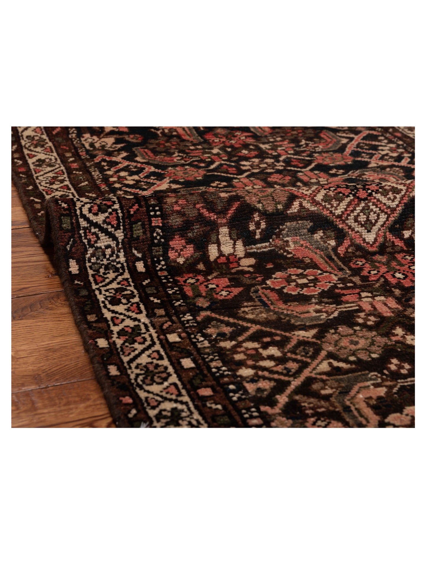 Persian 81187 Dark Brown Ivory 2.8x9.4 Hand Knotted Rug