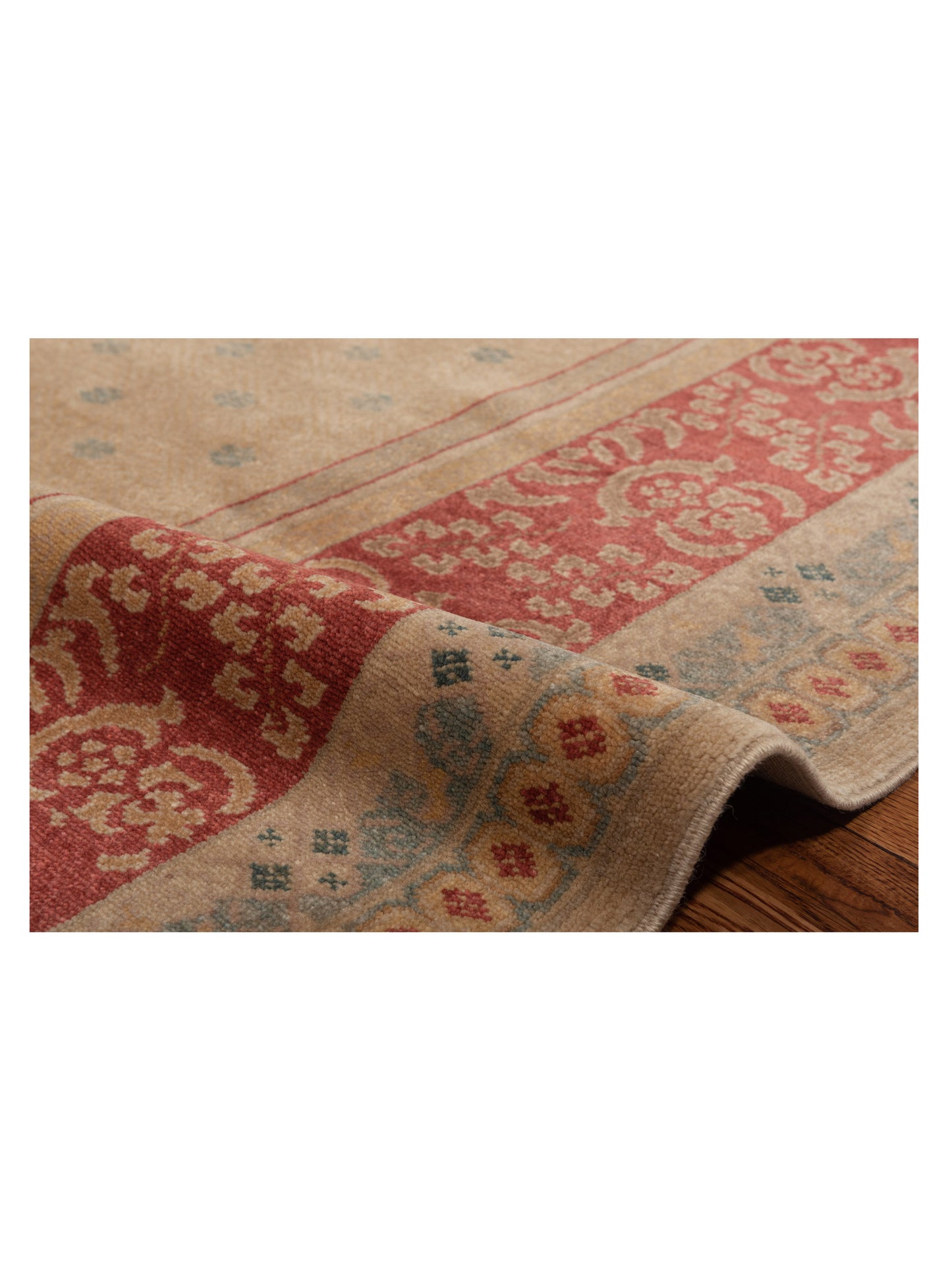 Antique Loom 120660 Cream Red 6.8x8.3 Hand Knotted Rug