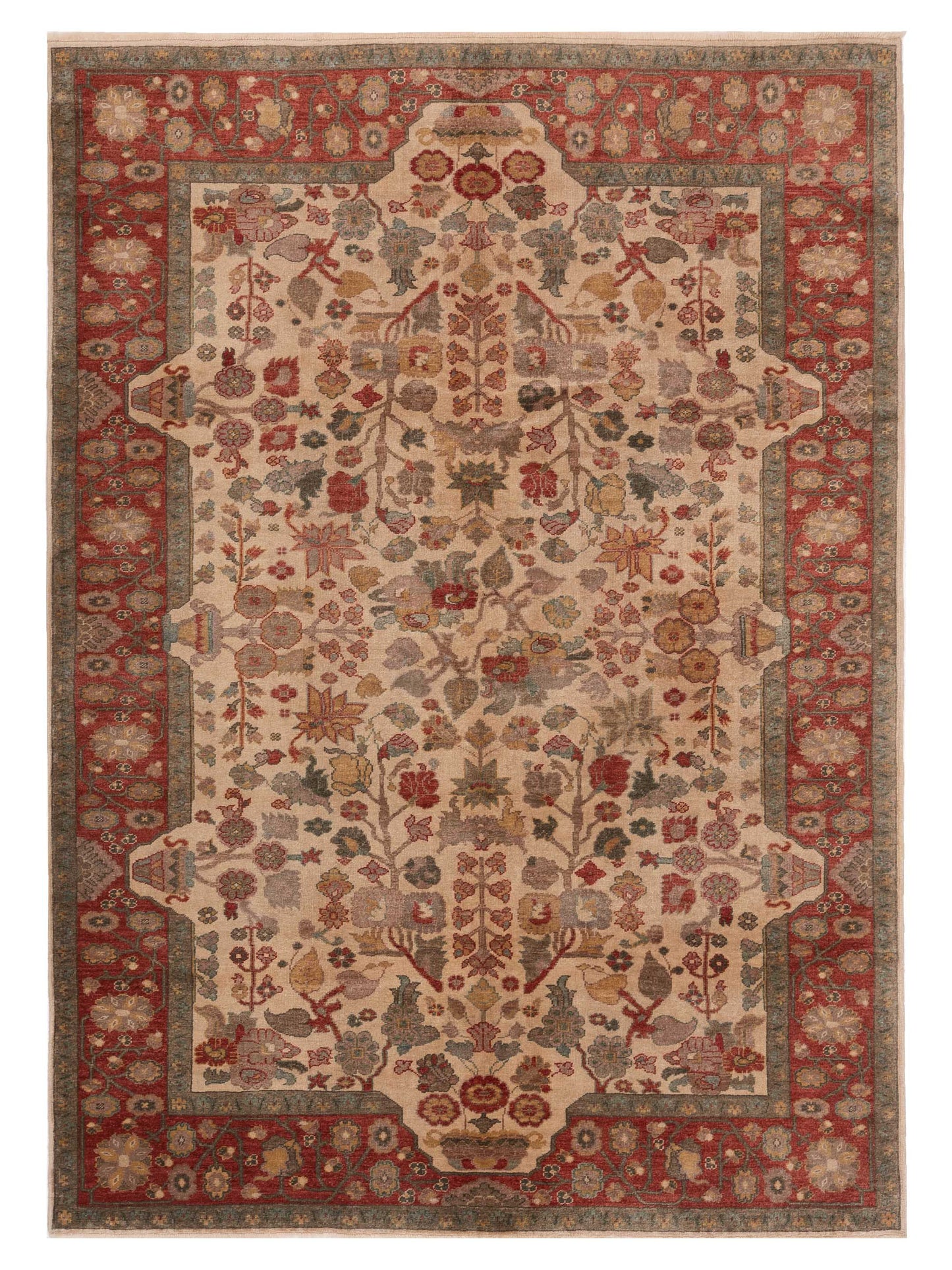 Pasha Antique Loom  Ivory Red Traditional