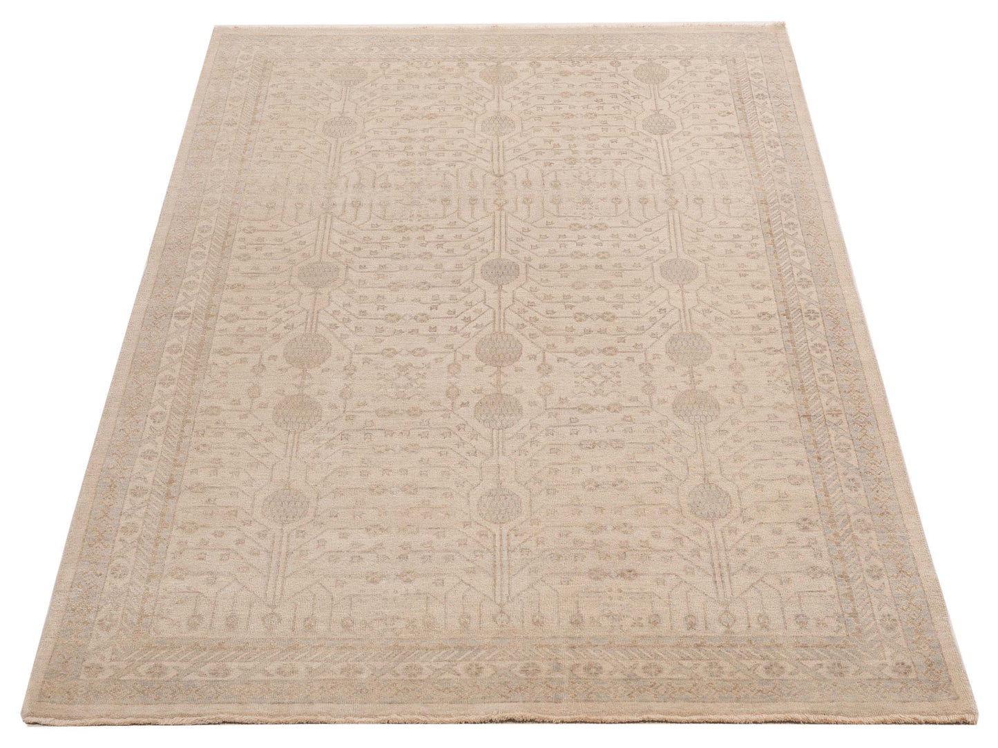 Taj 122515 Ivory 5.11x9.2 Hand Knotted Rug