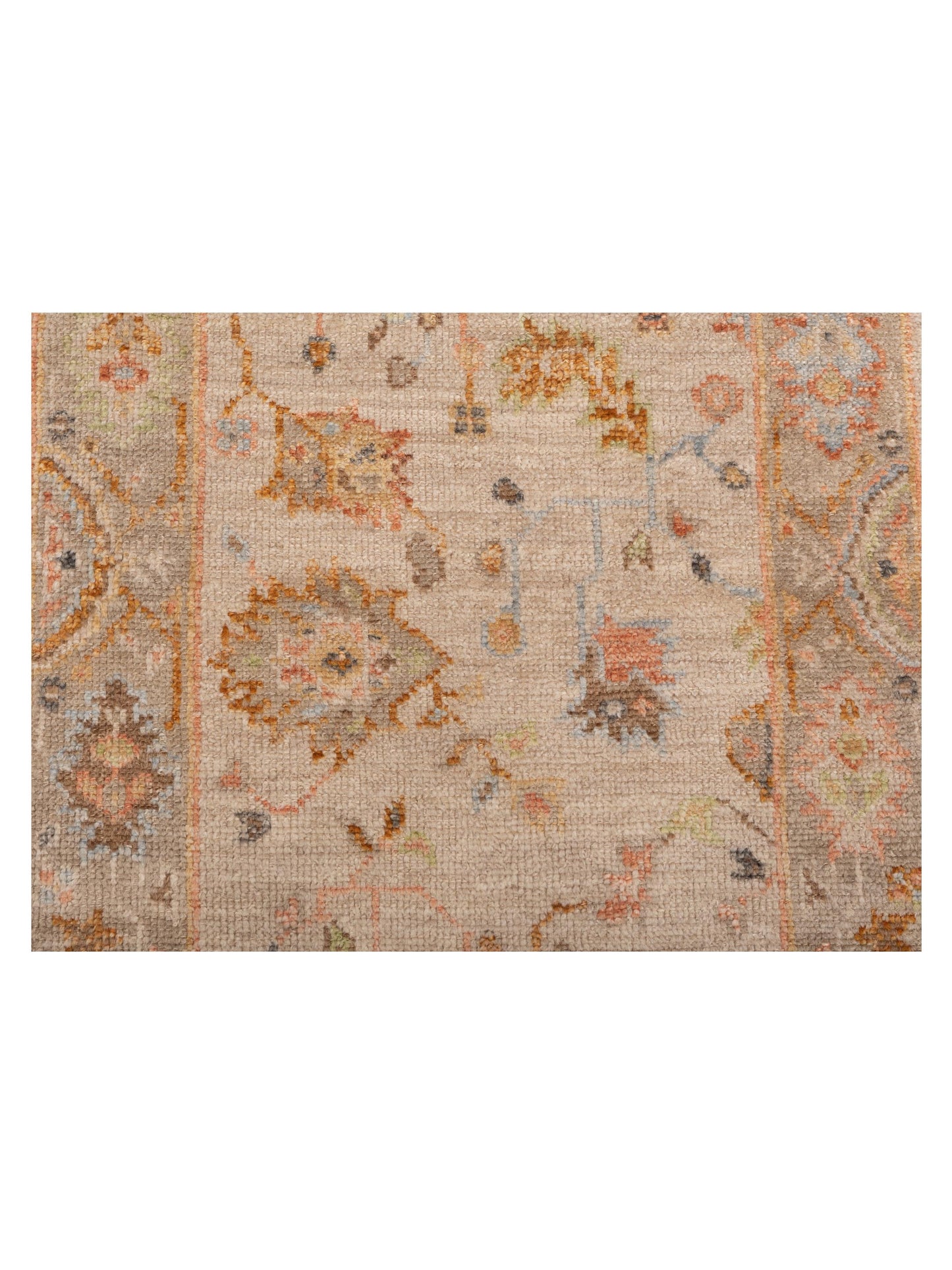 Angora Oushak 150375 Beige Brown 2.7x15.4 Hand Knotted Rug