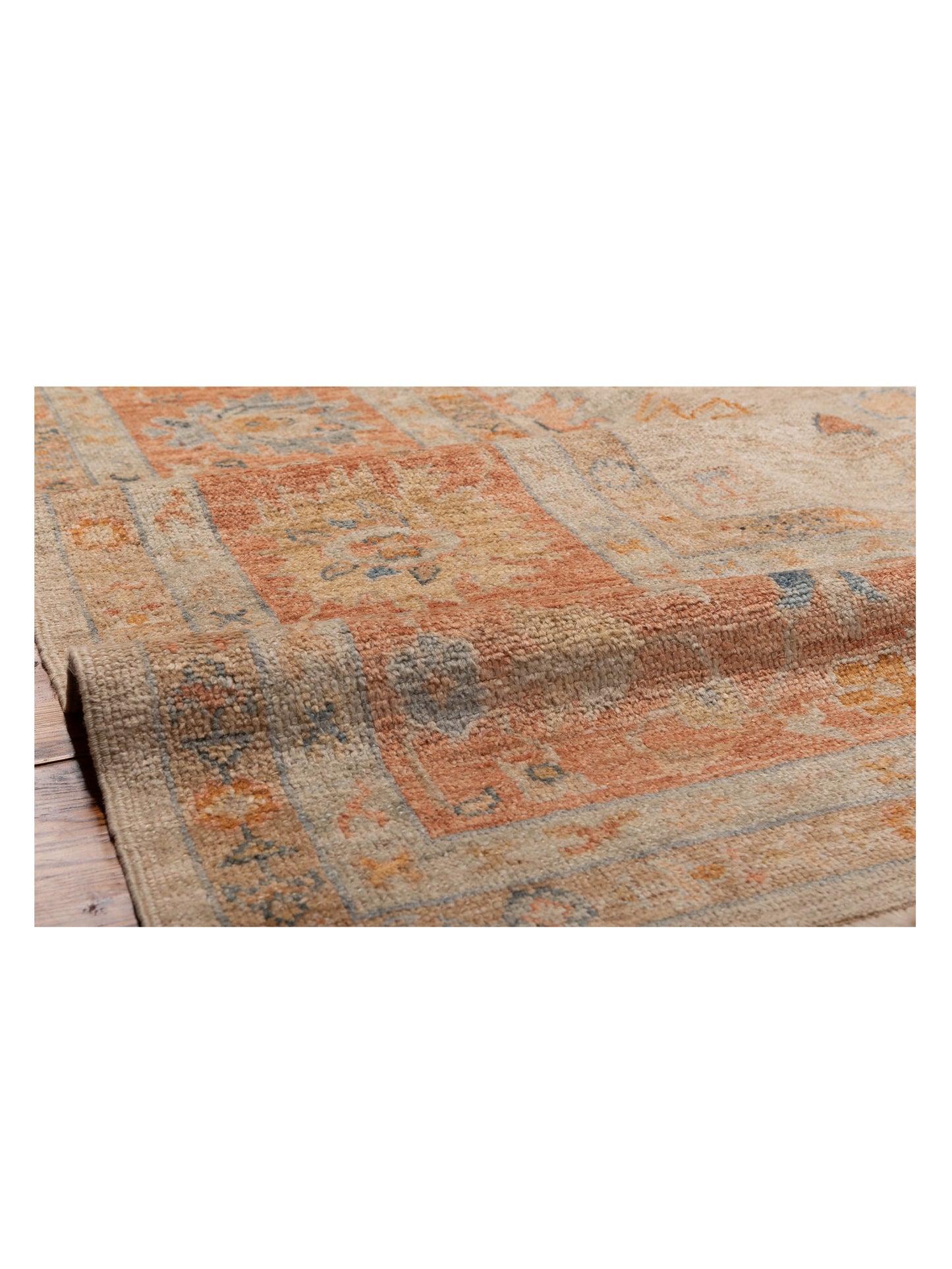 Angora Oushak 149563 Ivory Rust 12.1x15.8 Hand Knotted Rug