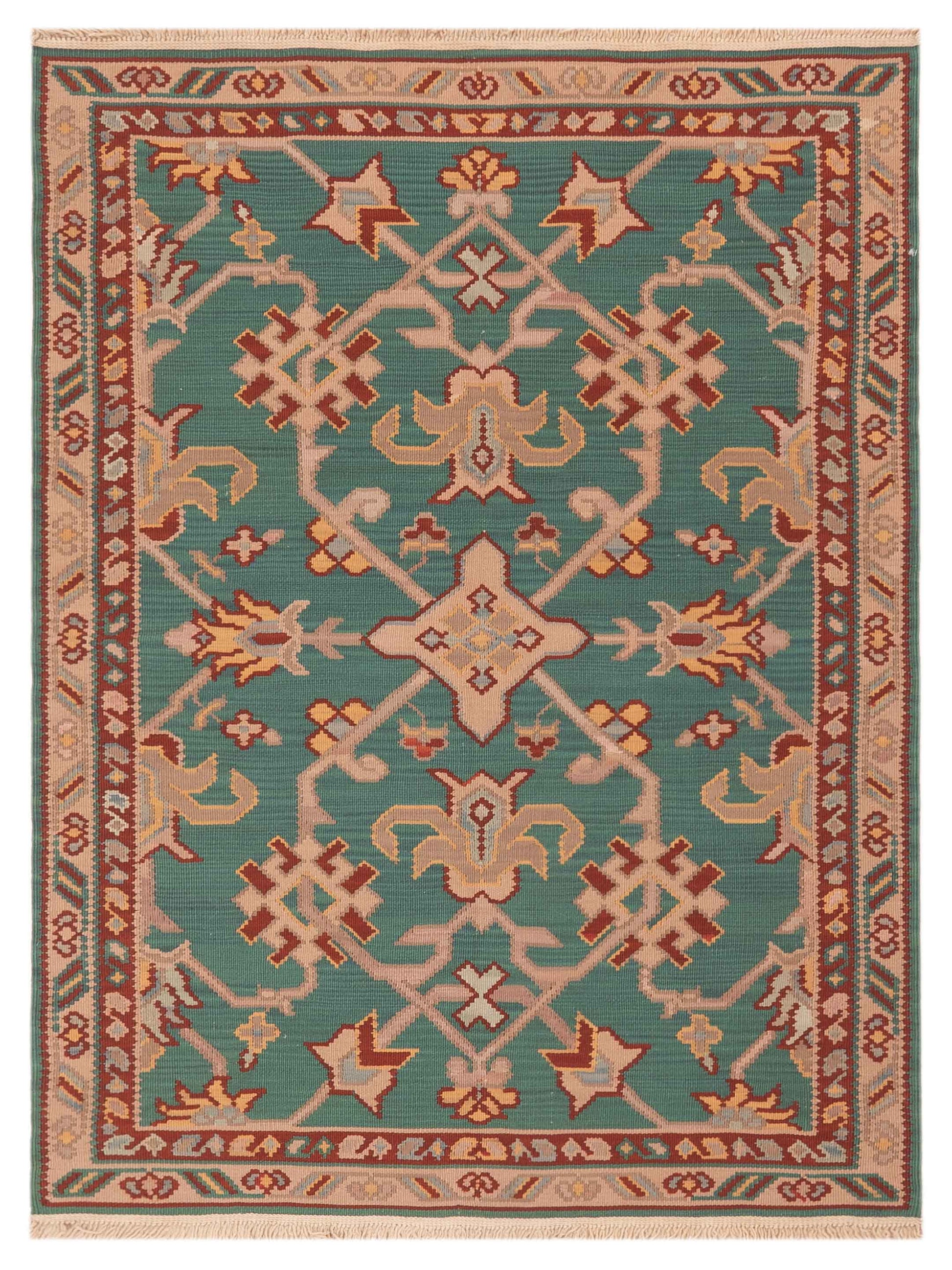 Pasha Transilvanian Kilim  Green Red Traditional