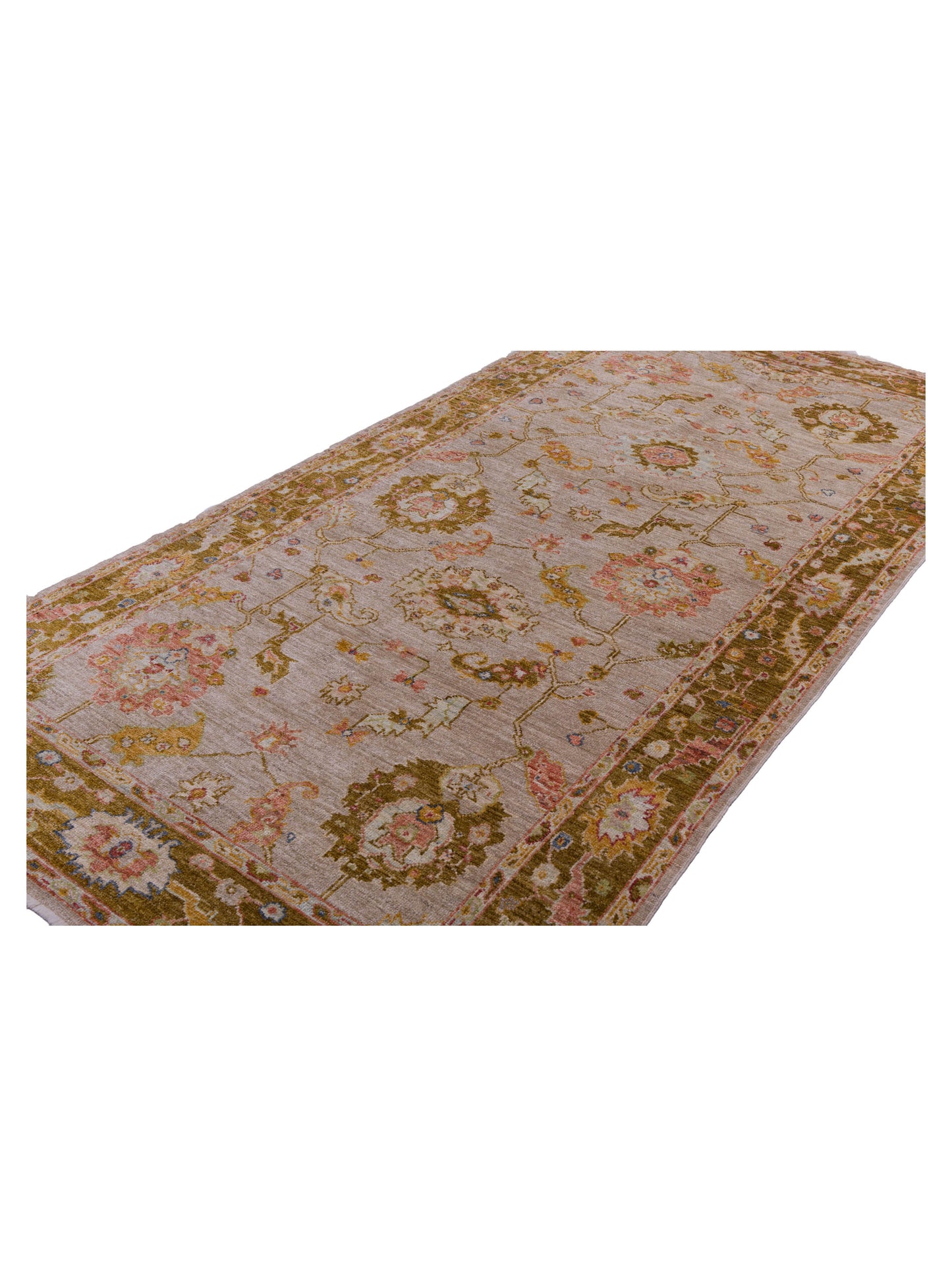 Angora Oushak 144592 Silver Mustard 6.3x12.6 Hand Knotted Rug