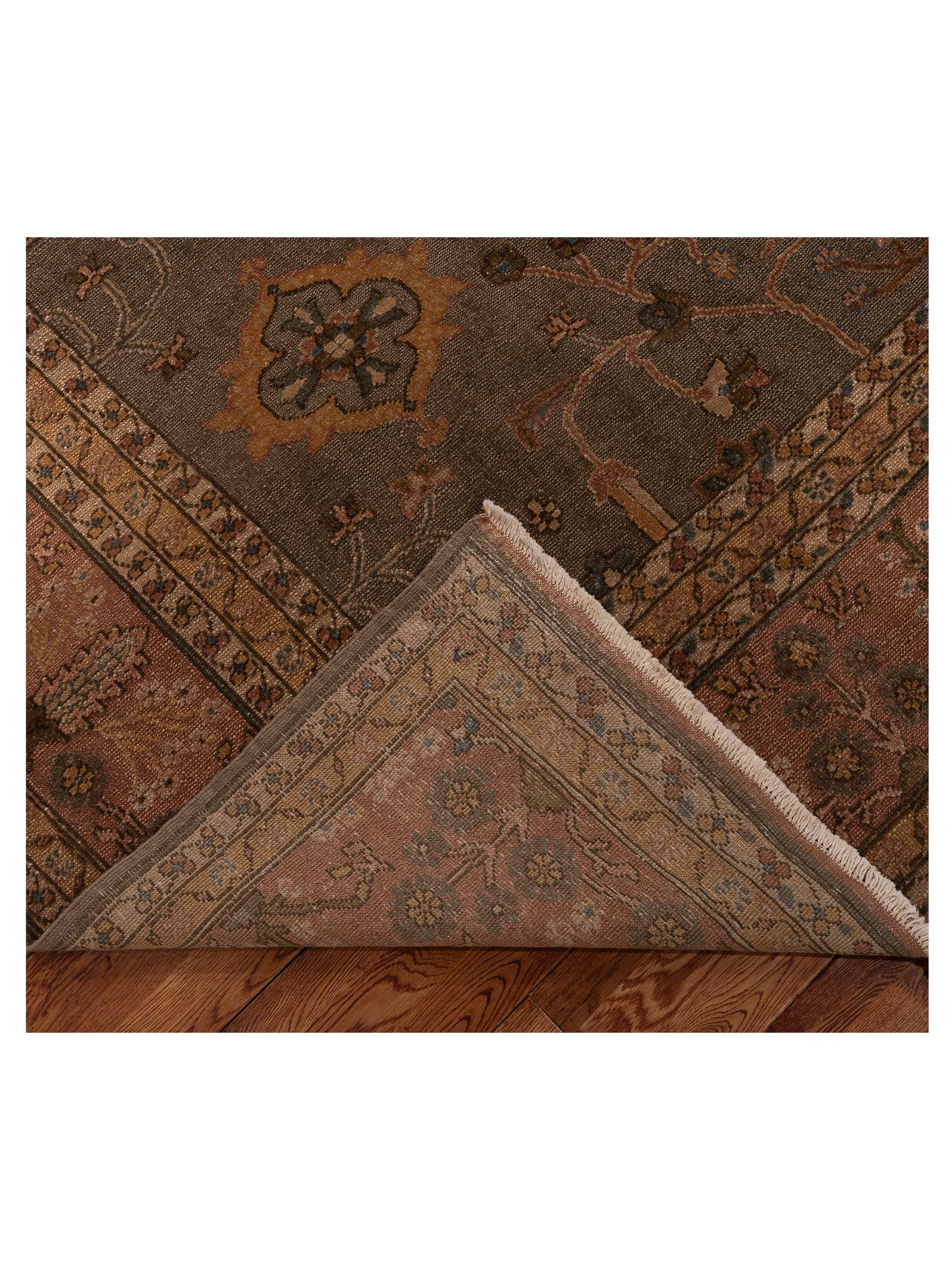 Turkish Elvan 75299 Sage Green Copper 11.5x15.2 Hand Knotted Rug