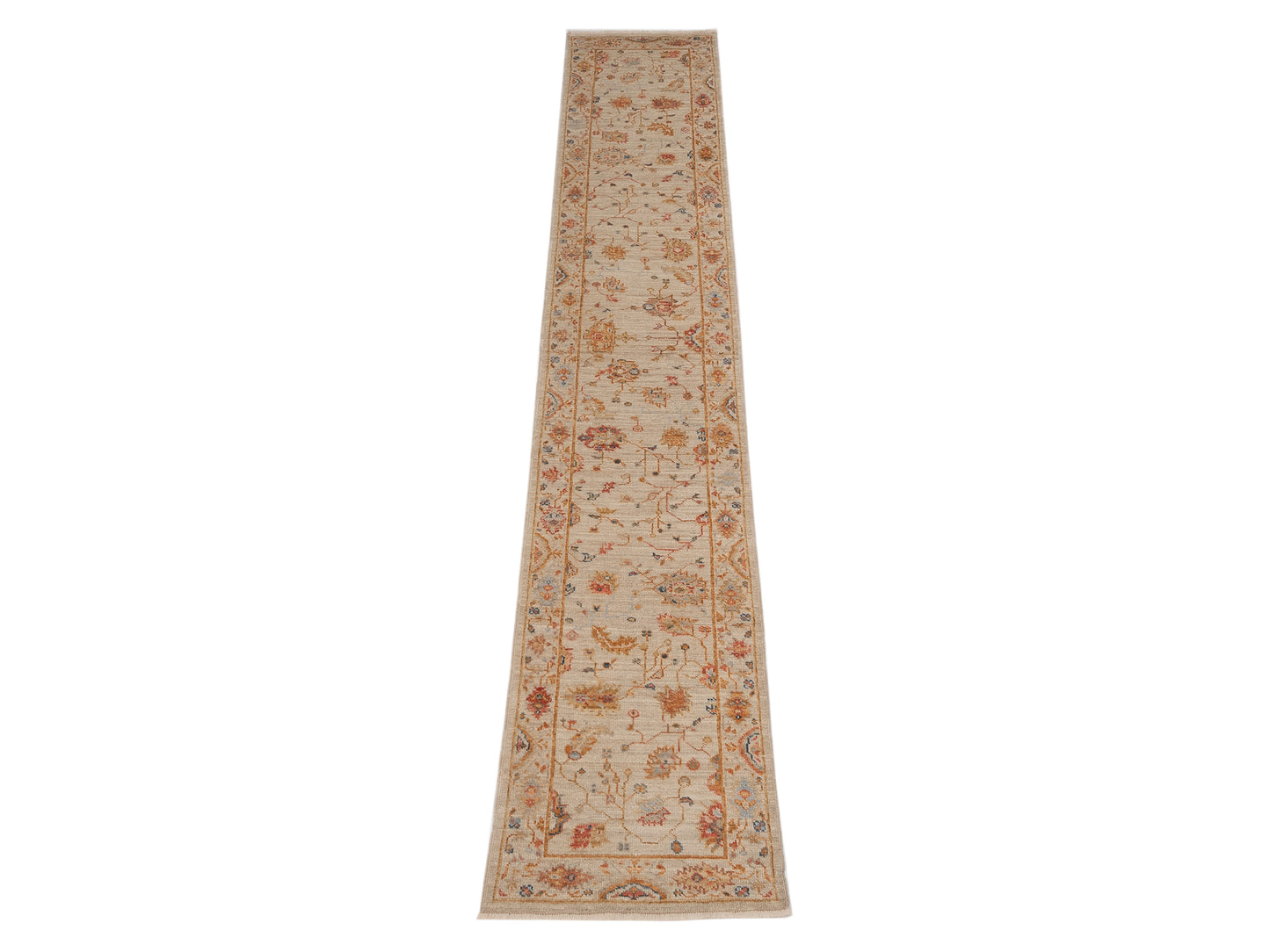 Angora Oushak 148122 Ivory Ivory 2.6x15.10 Hand Knotted Rug
