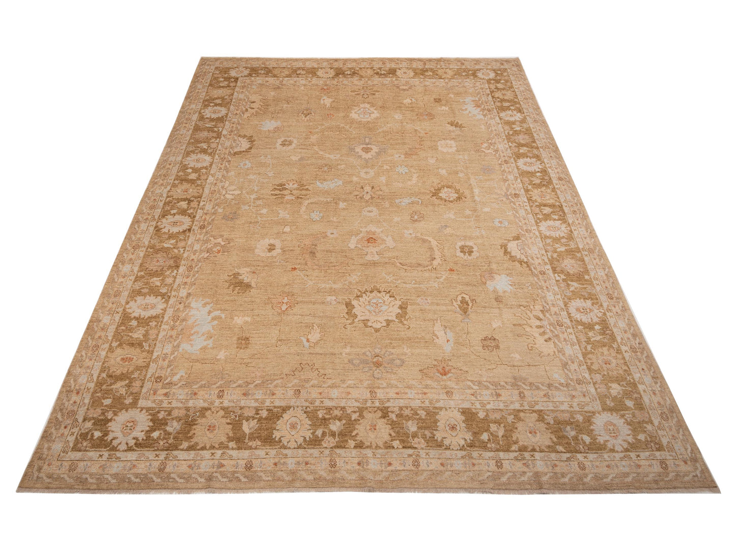 Angora Oushak 153618 Gold Green 12.11x16.7 Hand Knotted Rug