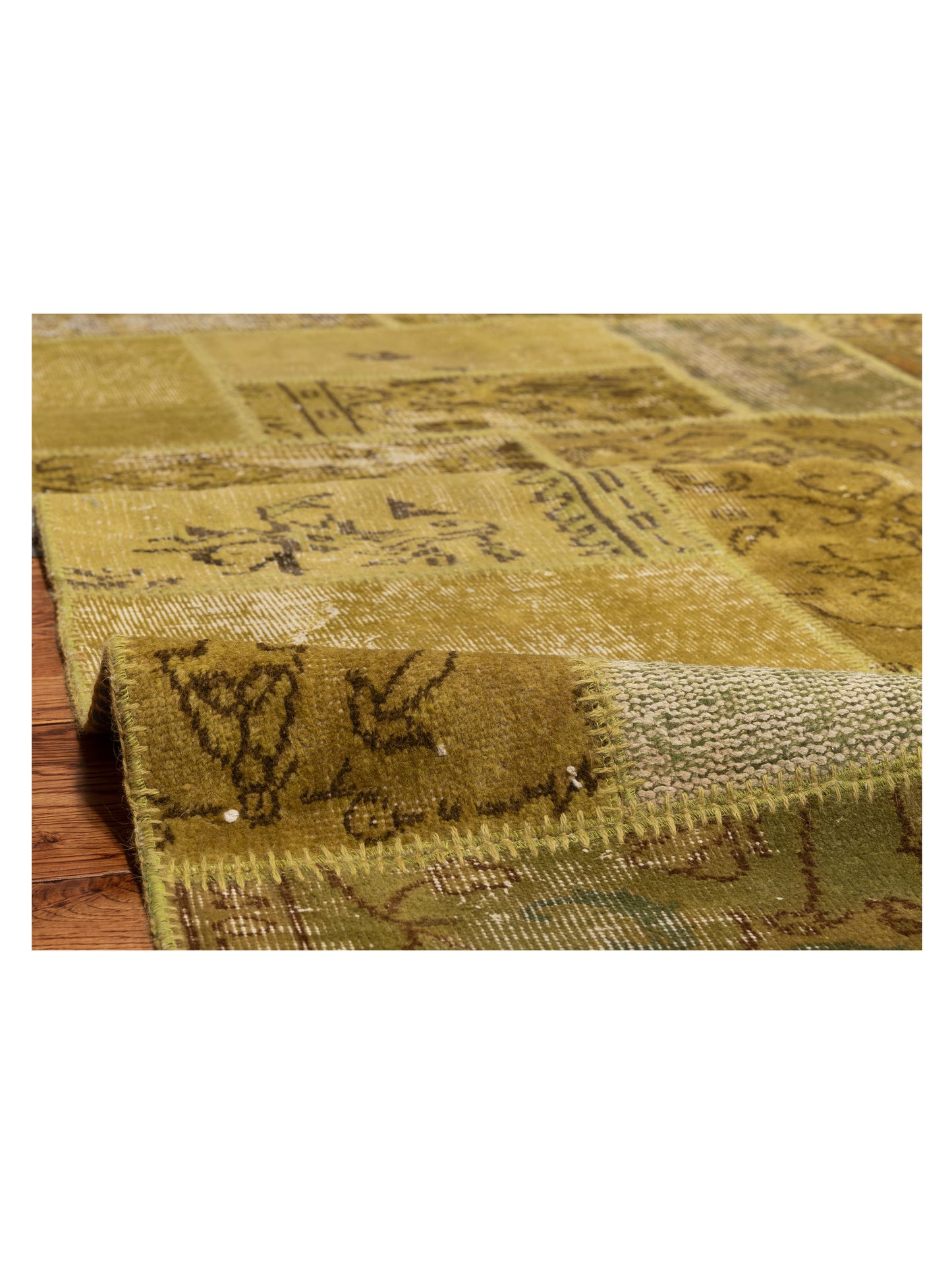 Turkish Vestige Patchwork 114093 Green 8x10 Hand Knotted Rug