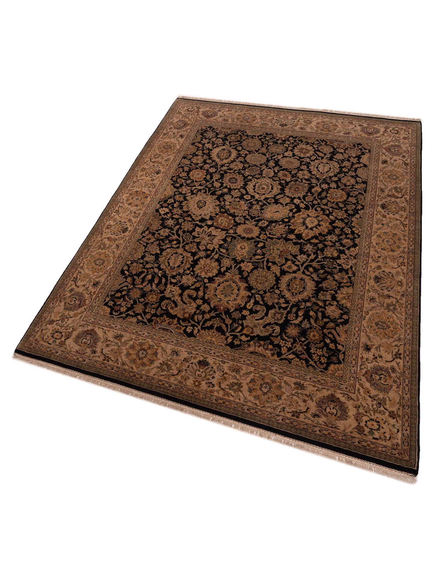 Crown 84223 Black Cream 9.2x12.3 Hand Knotted Rug