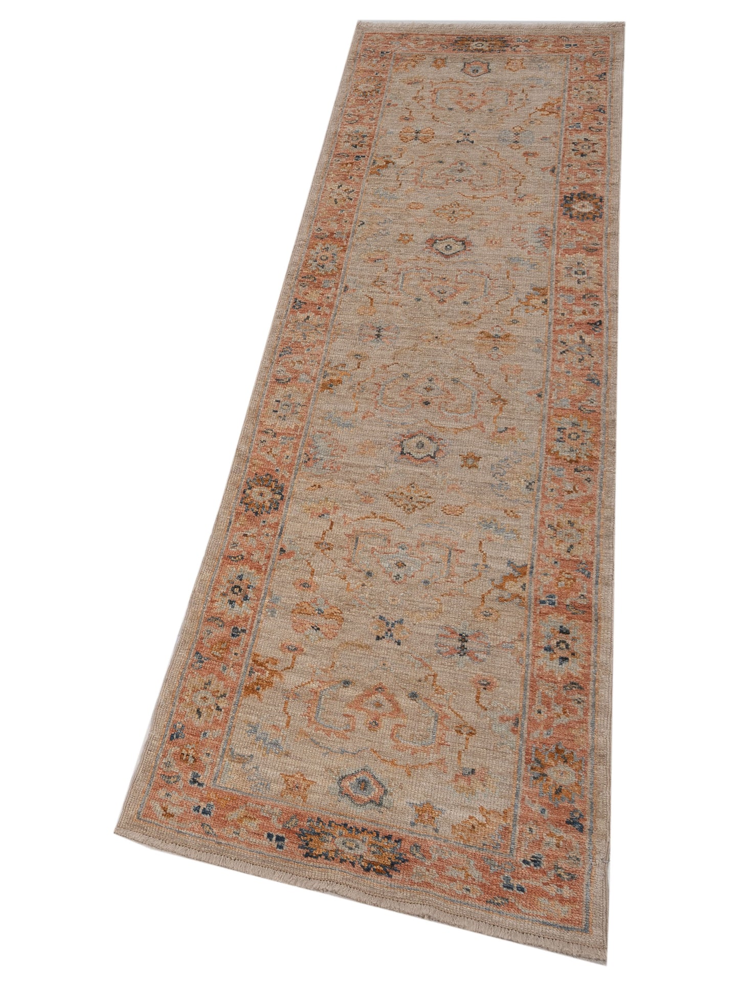 Angora Oushak 149384 Ivory Rust 2.7x9.8 Hand Knotted Rug