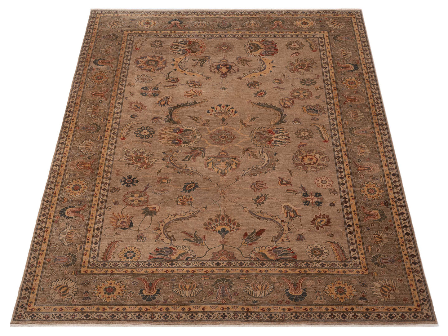 Turkish Elvan 77025 Taupe Silver 9.2x11.4 Hand Knotted Rug