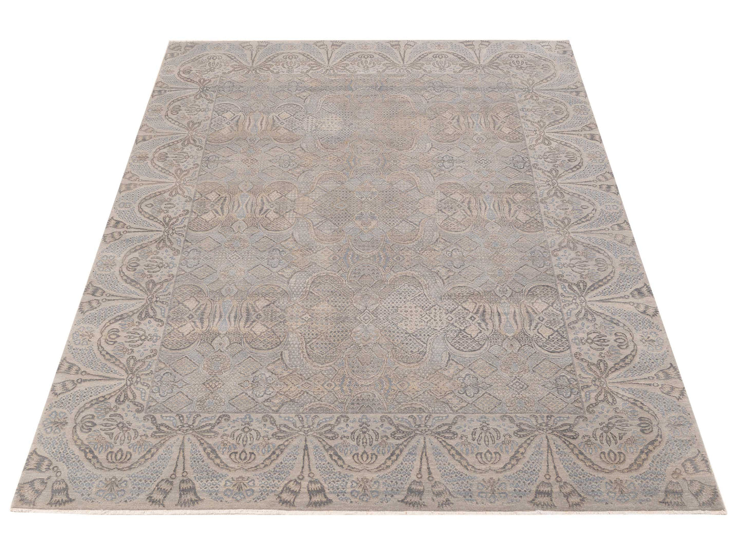 Mastersilk 127397 Gray Gray 9.1x12.3 Hand Knotted Rug