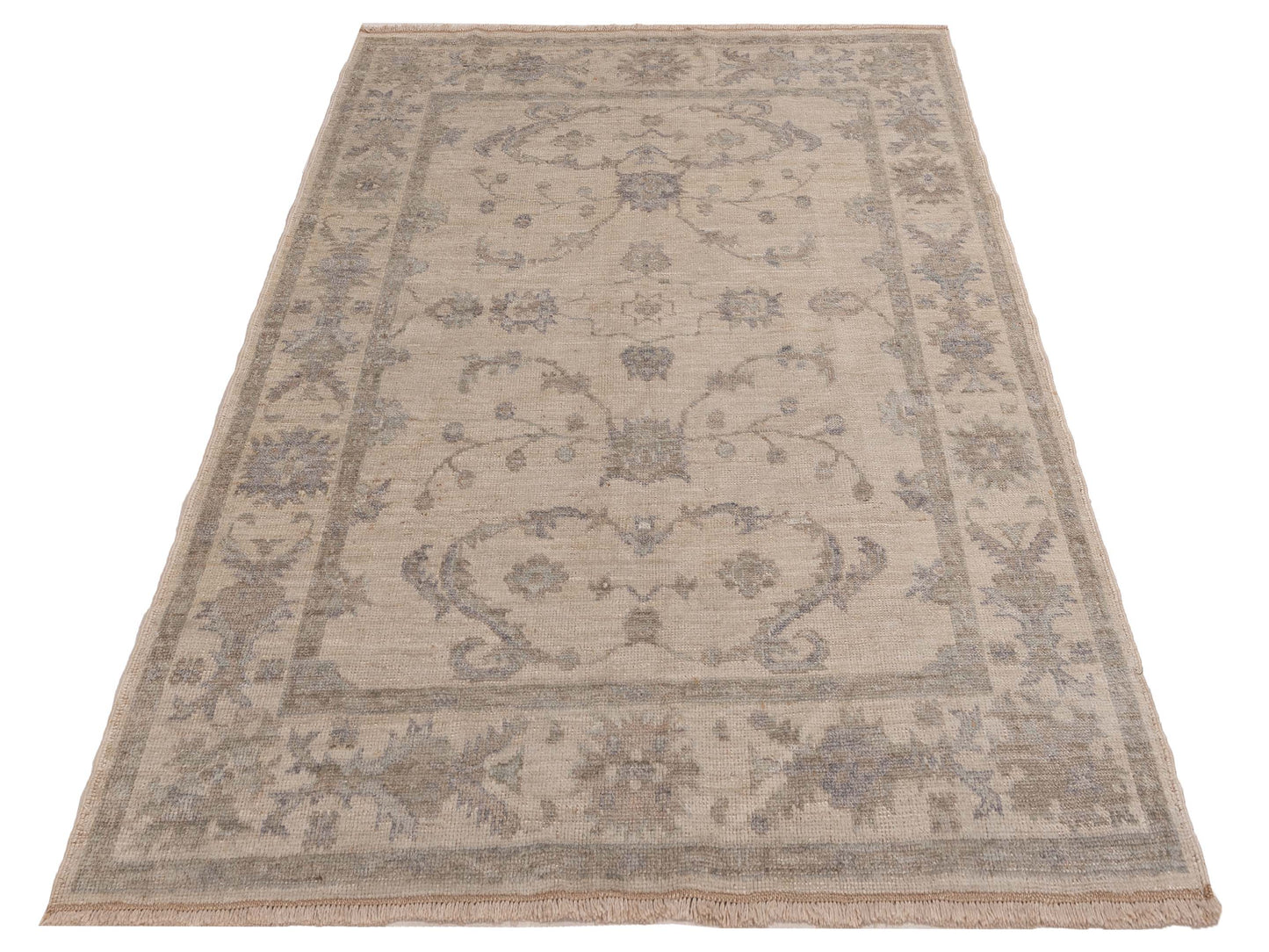 Angora Oushak 150209 Ivory Ivory 5x6.7 Hand Knotted Rug
