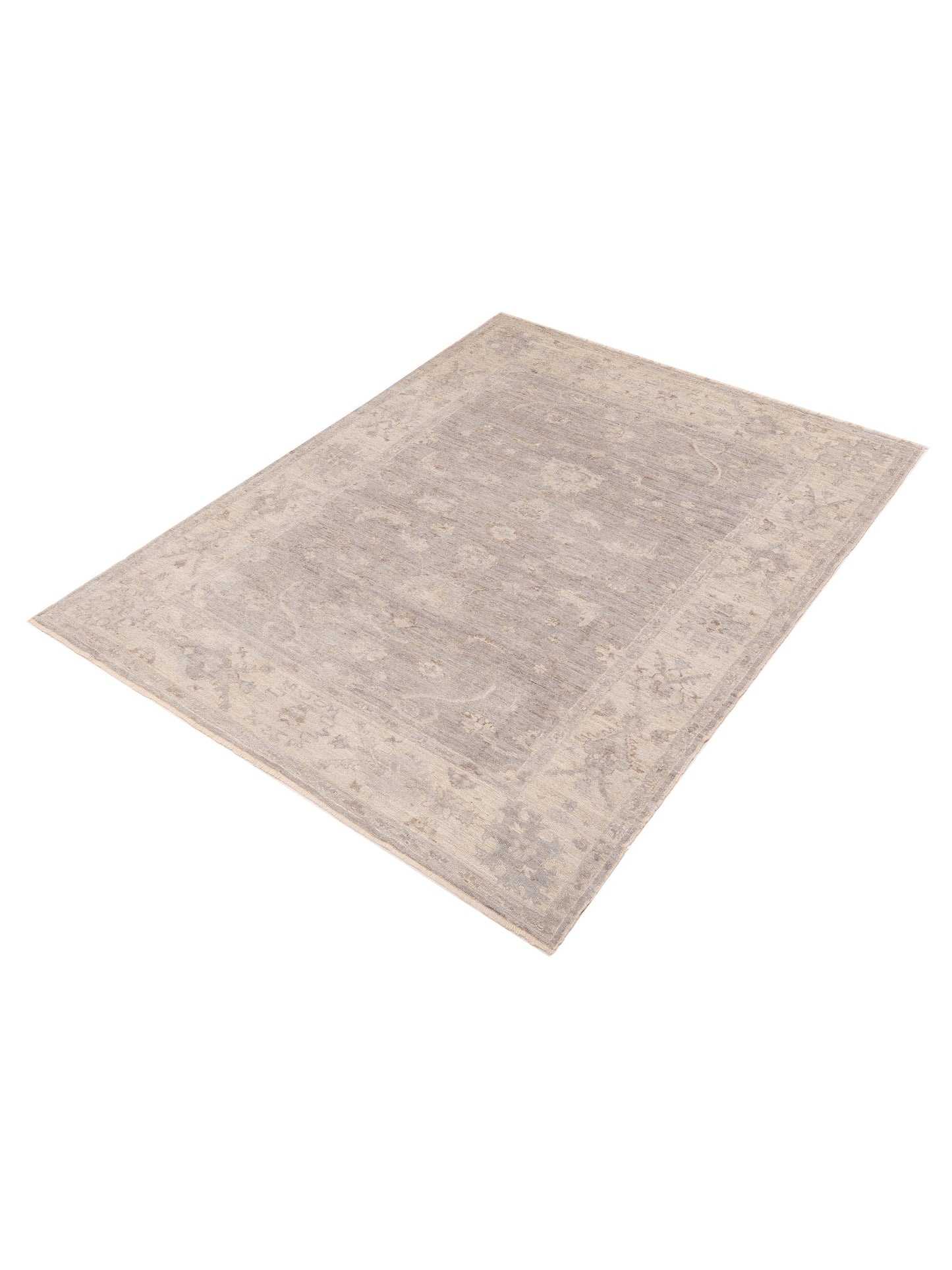 Angora Oushak 151032 Gray Ivory 7.4x9.7 Hand Knotted Rug