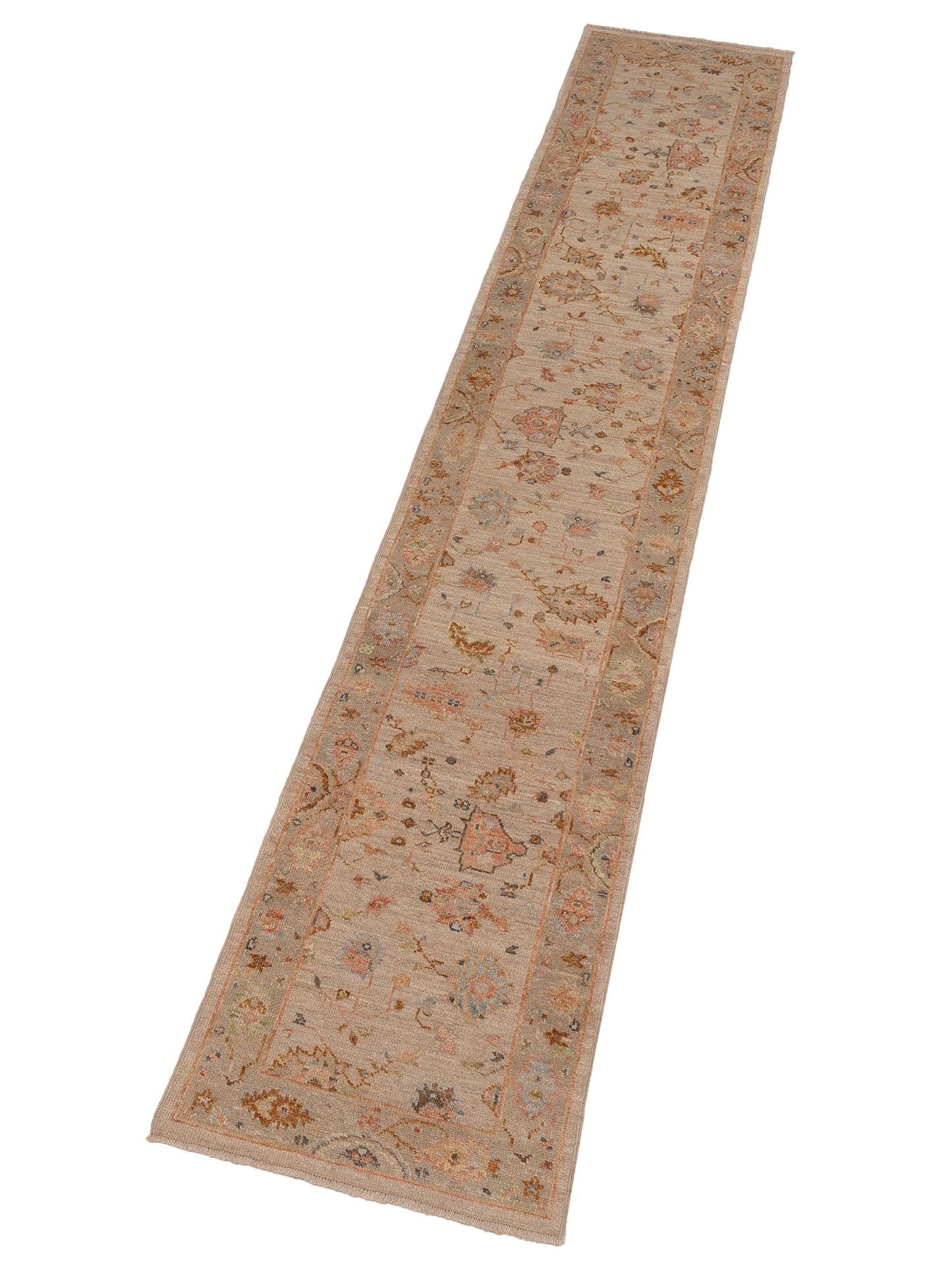 Angora Oushak 150400 Beige Brown 2.7x15.5 Hand Knotted Rug