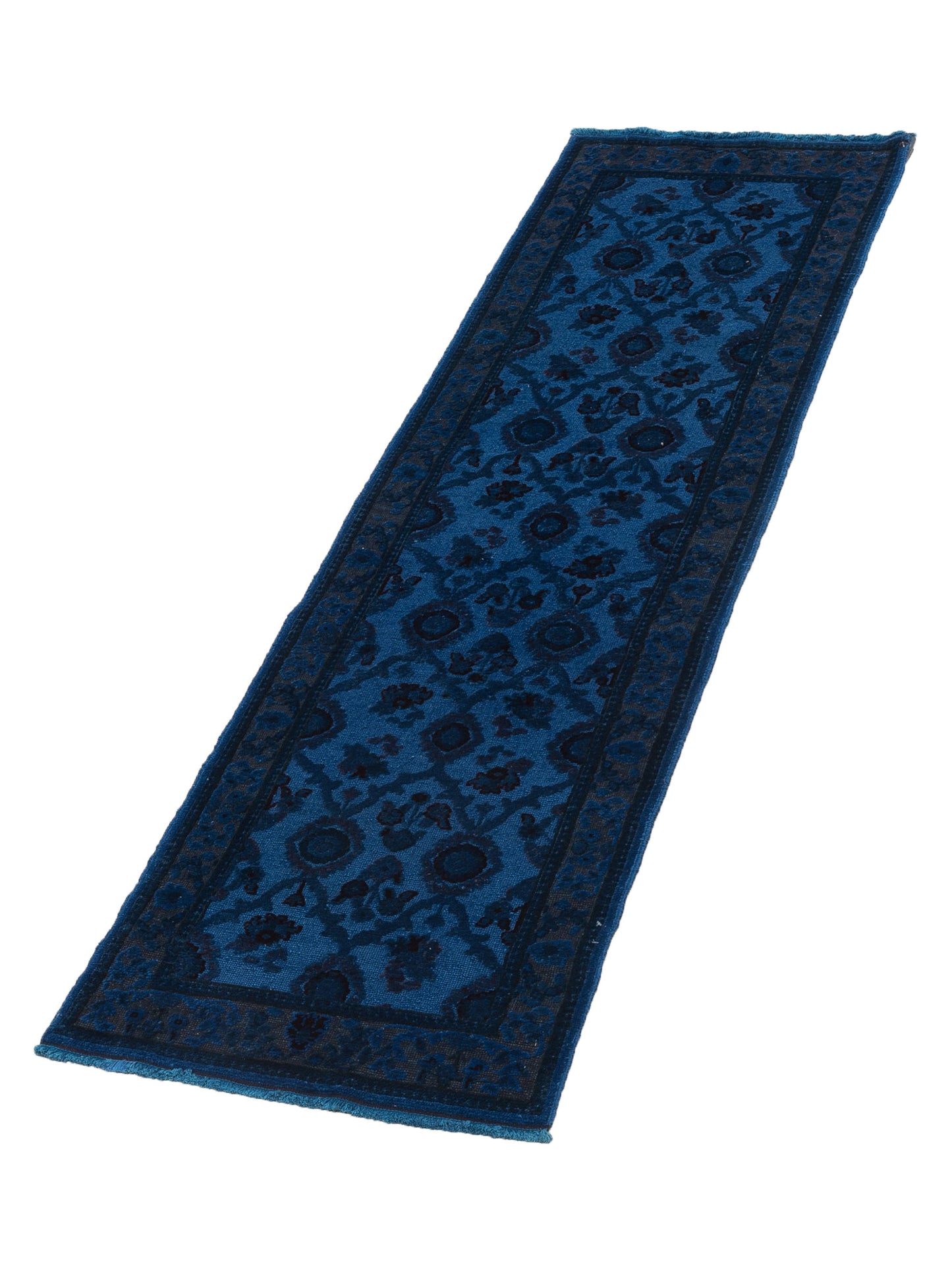 Vintage 74022 Blue 2.6x8.3 Hand Knotted Rug