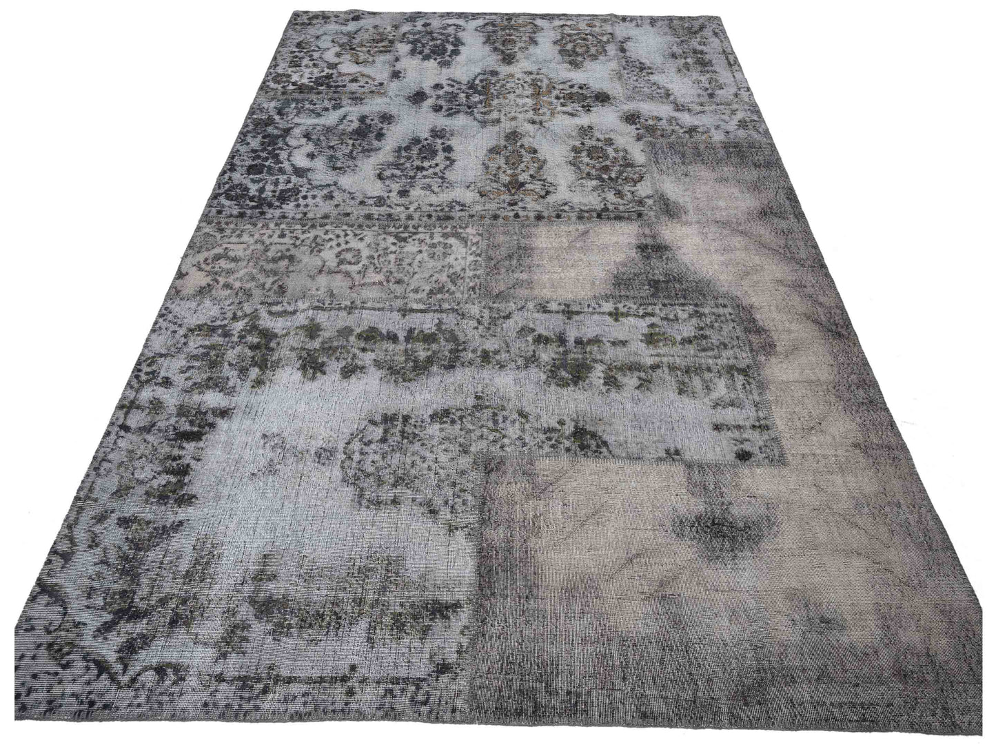 Turkish Vestige Patchwork 130948 Gray 10x13.11 Hand Knotted Rug